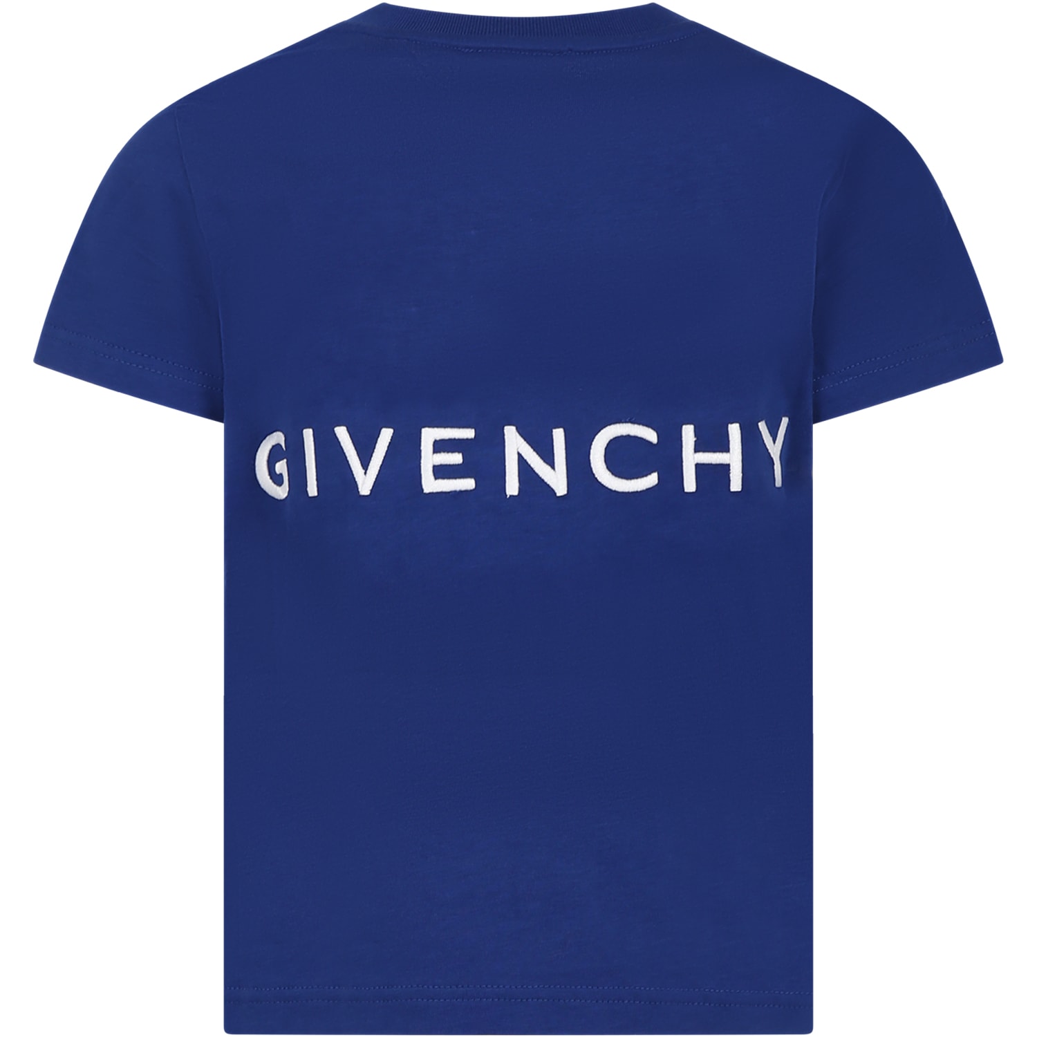 Shop Givenchy Blue T-shirt For Kids With Oswald And Logo In Marine