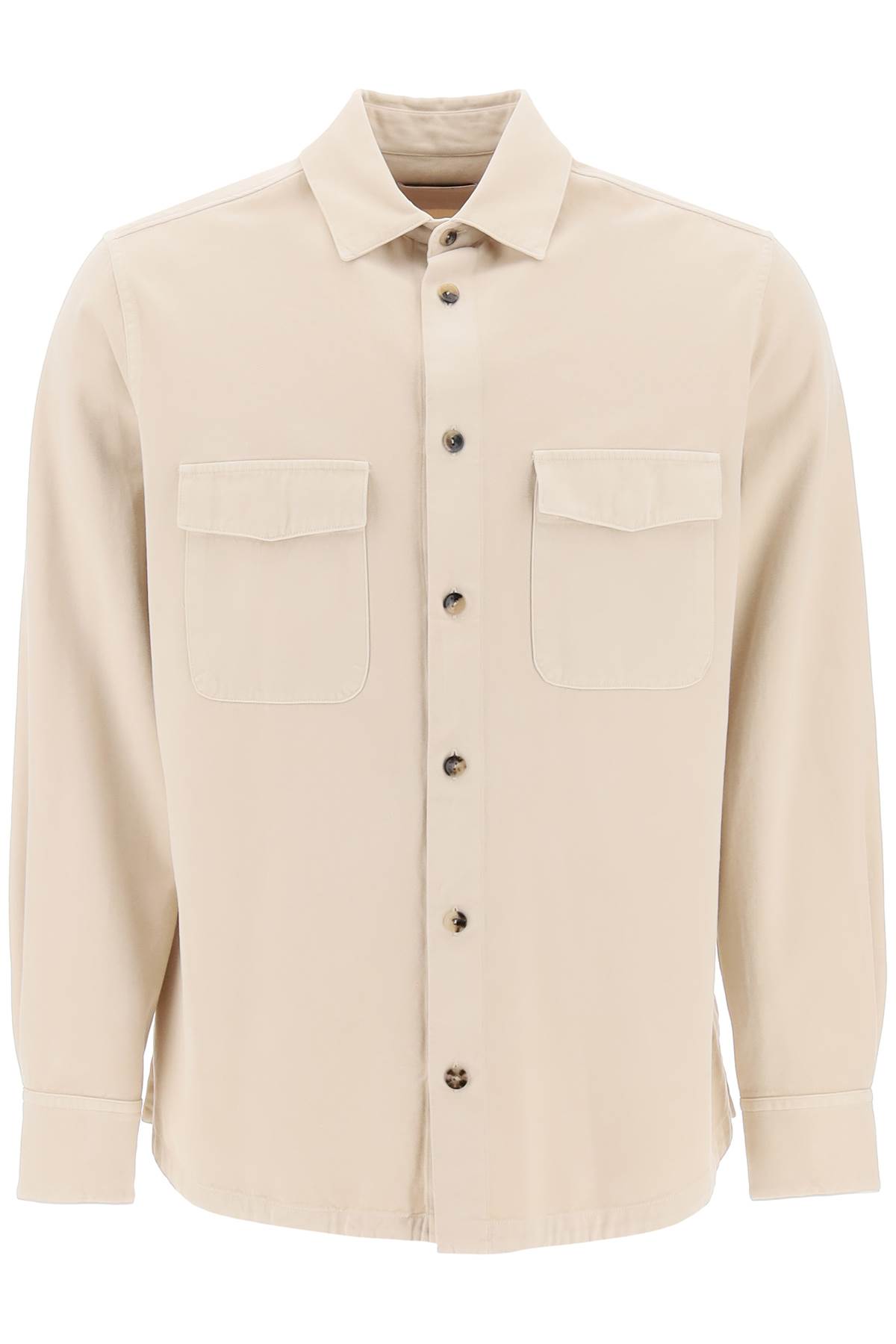 Shop Agnona Cotton & Cashmere Shirt In Tufo (beige)
