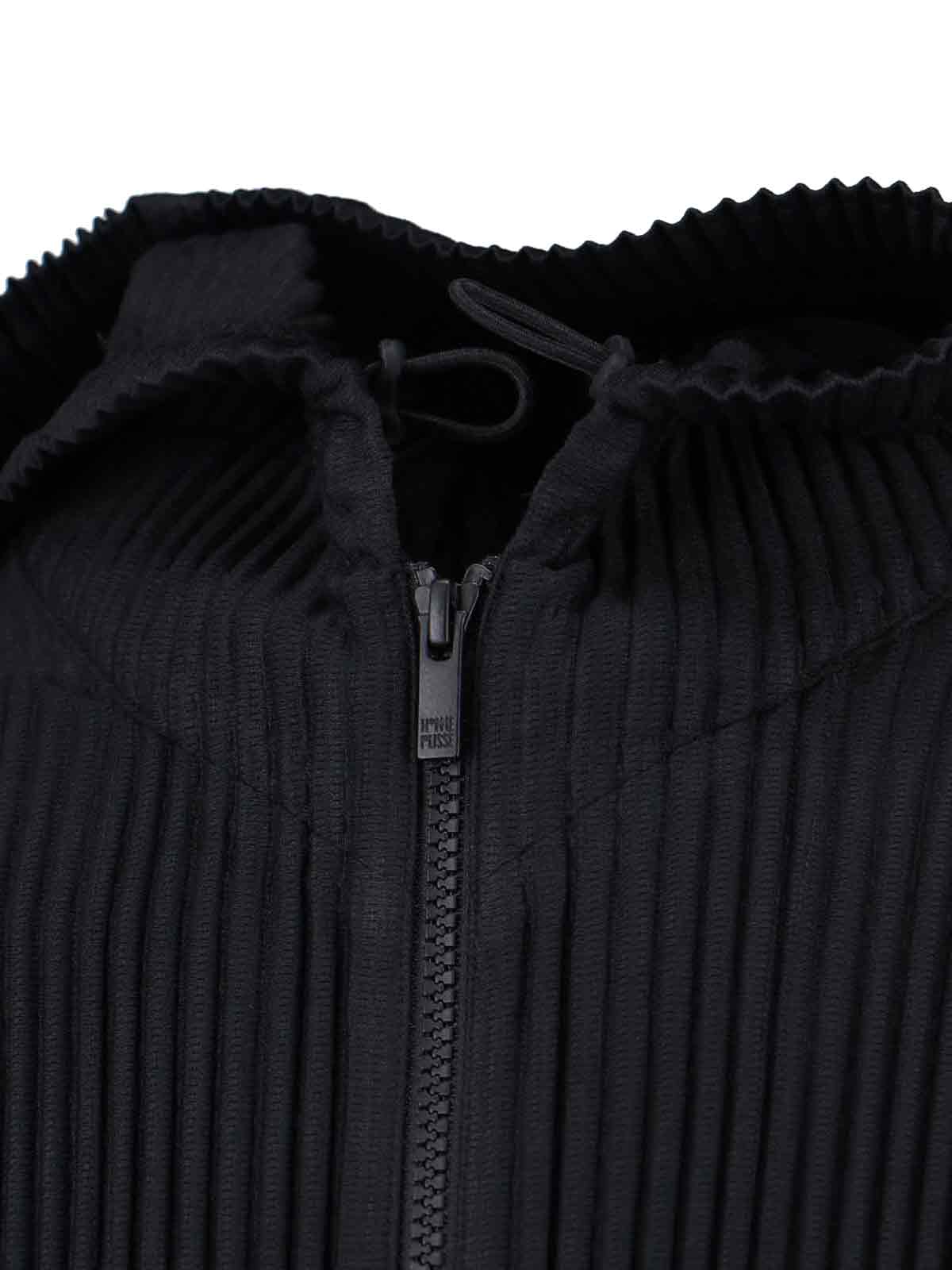 Issey Miyake Homme Plisse  Mens Monthly Colours April Pleated Zip-up Hoodie In Black