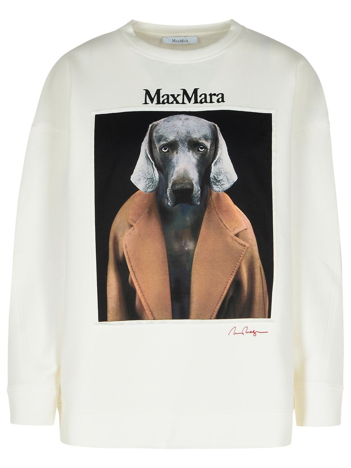 Shop Max Mara Logo Embroidered Crewneck Sweatshirt