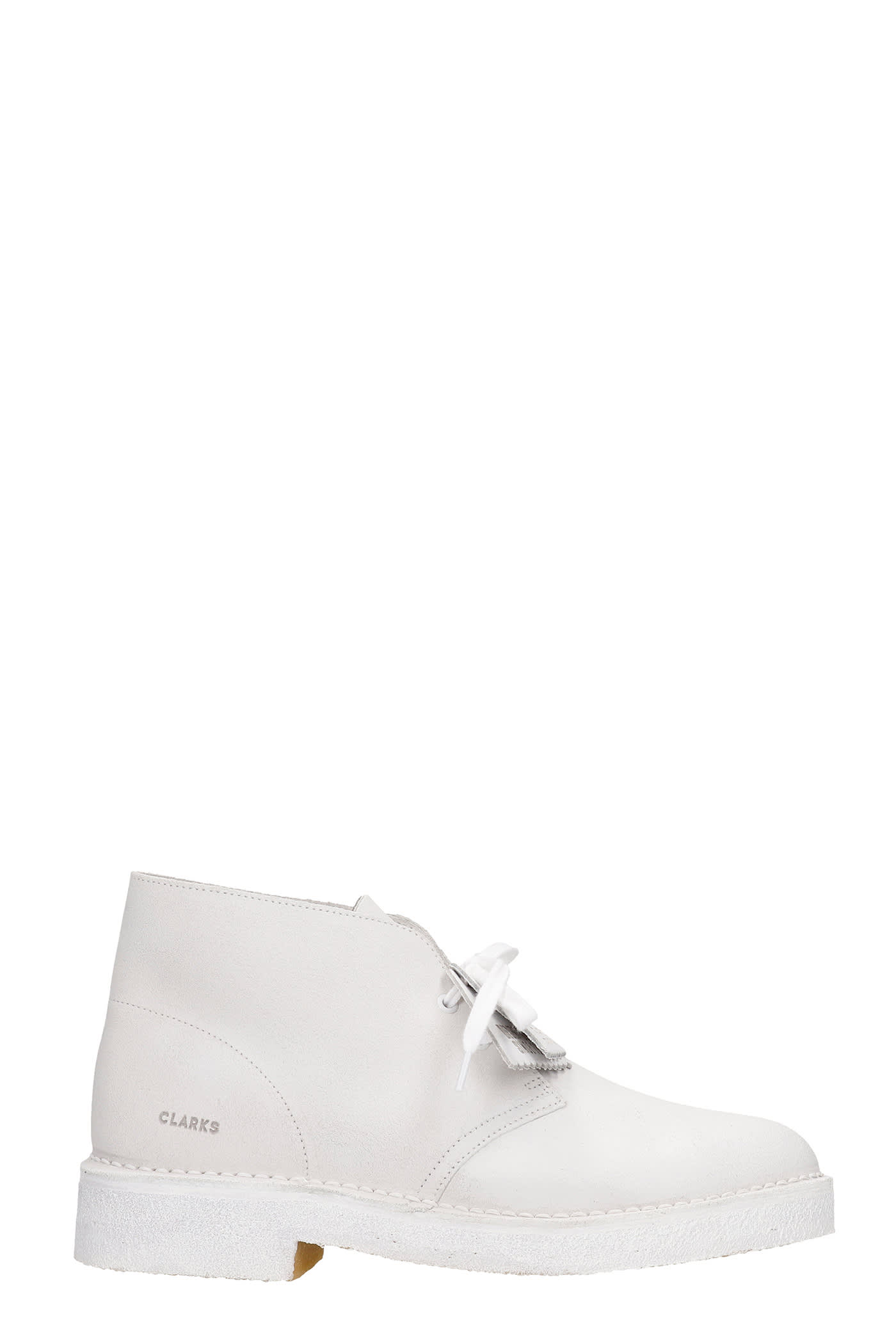 Clarks Desert Boot 221 Lace Up Shoes In White Nubuck