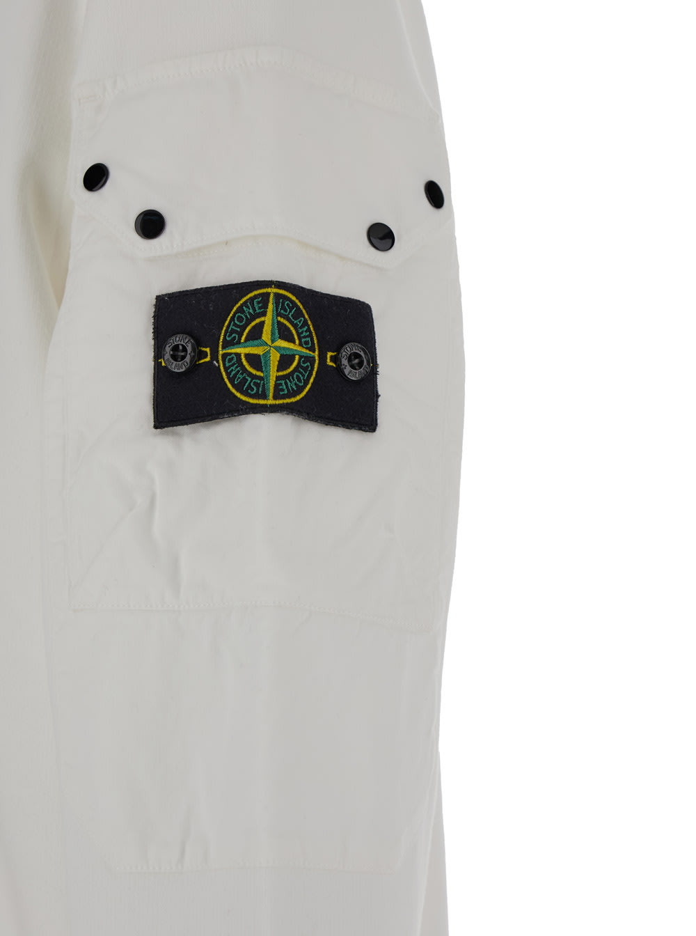 Shop Stone Island White Crewneck Sweater With Patch Pocket In Cotton Man