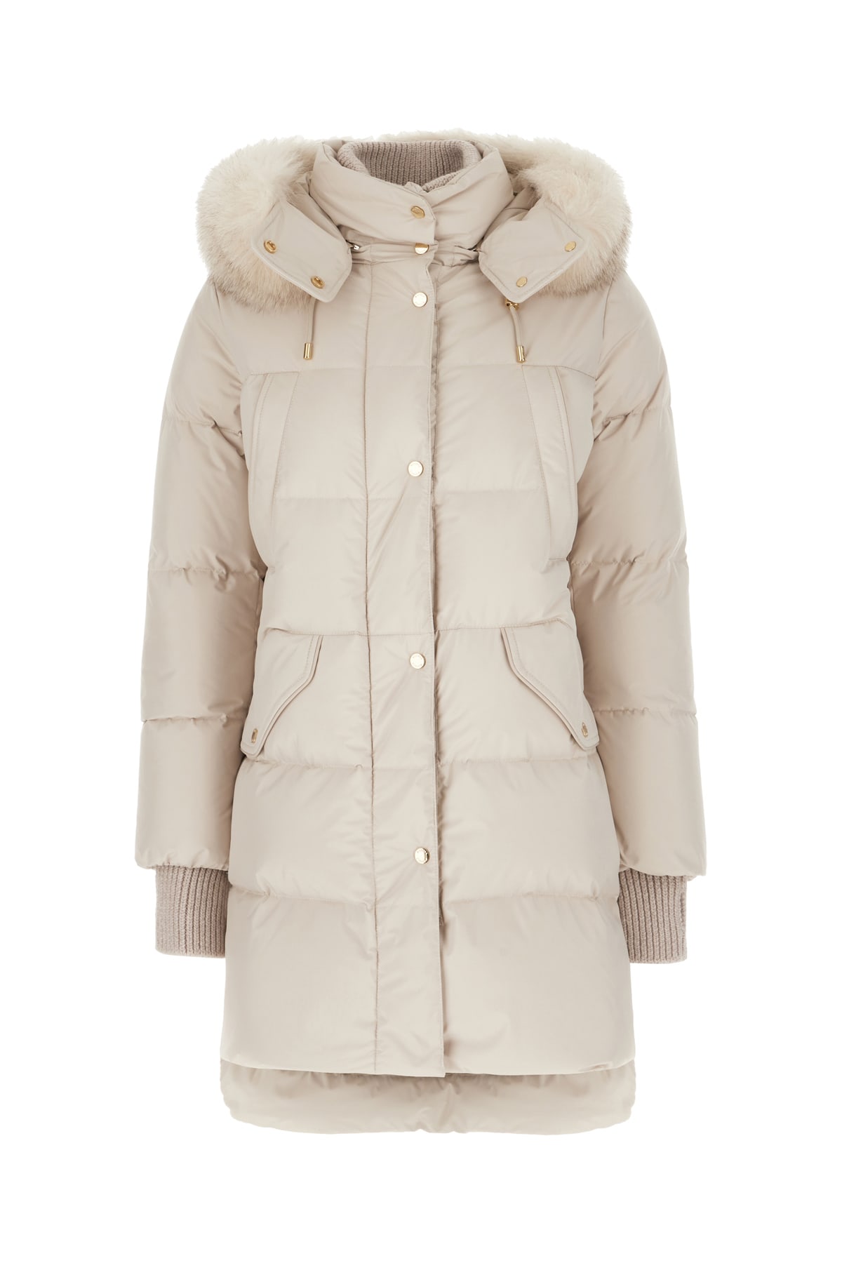 Moorer Sand Polyester Down Jacket In Avorio