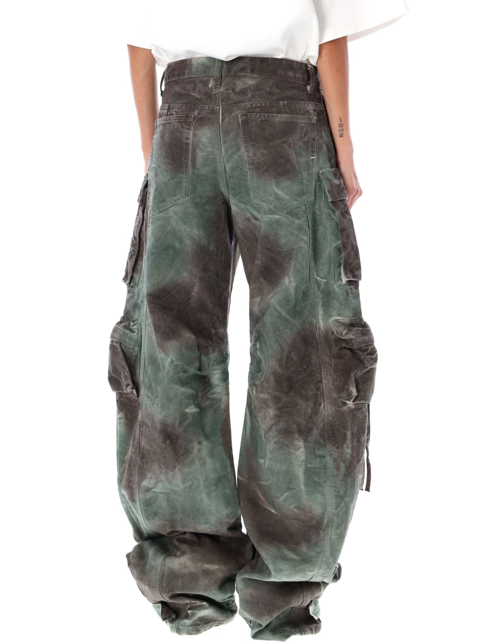 Shop Attico Fern Camouflage Long Pants In Green Camoufalge