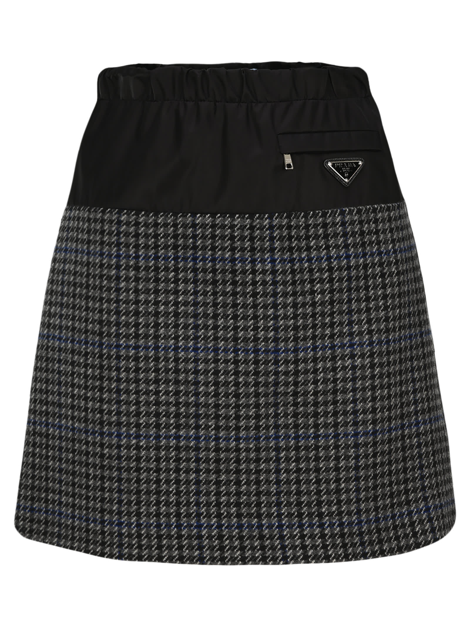 Prada Houndstooth Panelled Mini Skirt