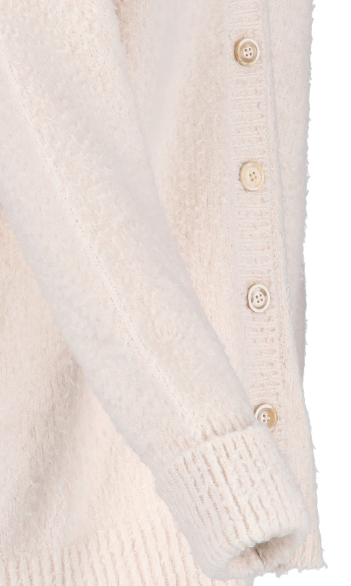 Maison Margiela Cotton Blend Cardigan With Back Iconic Stitching.this Garnment Has Been Treated In Order To Give The In White