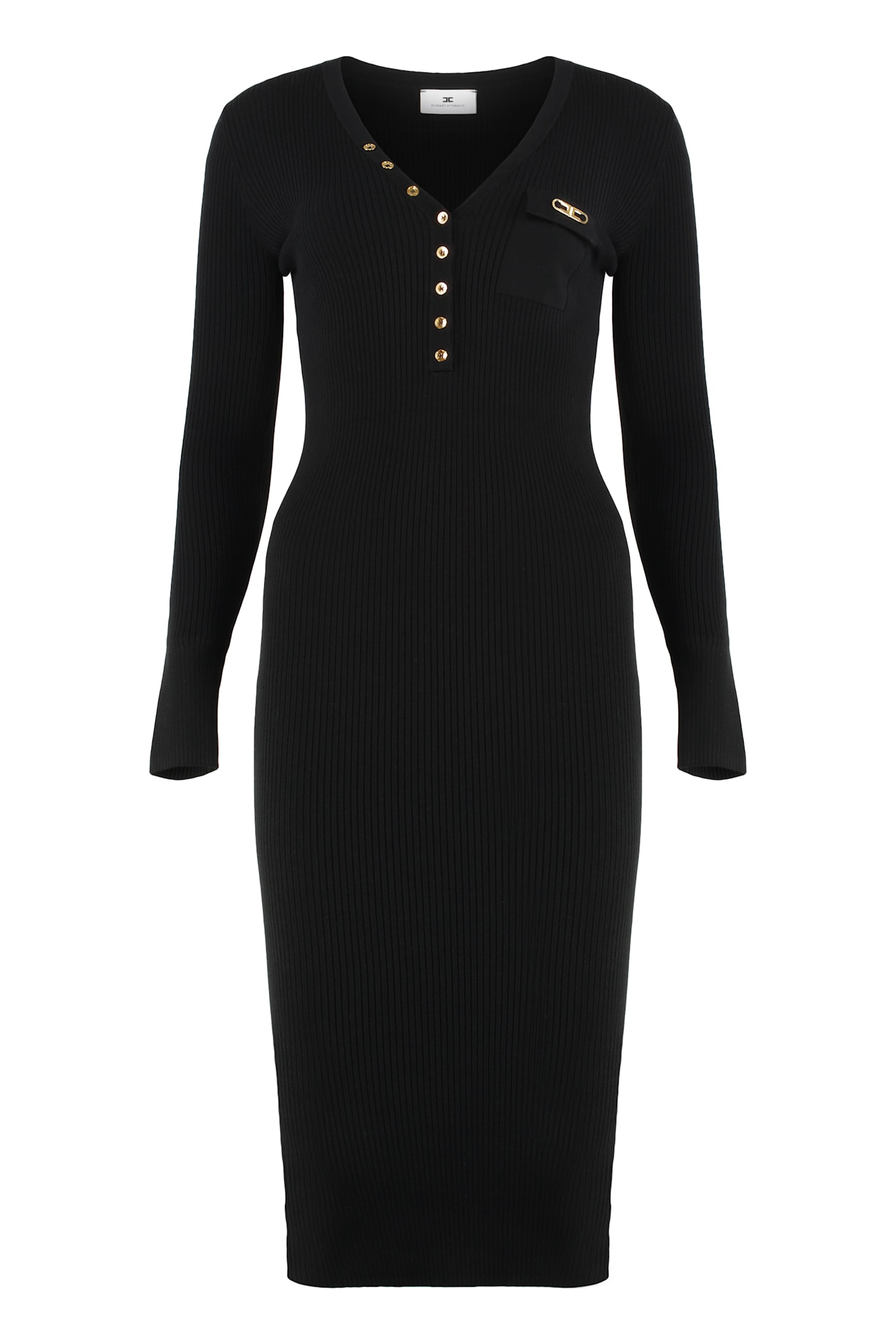 Elisabetta Franchi I Wear A Ribbed Sweater With A Pocket. In Black