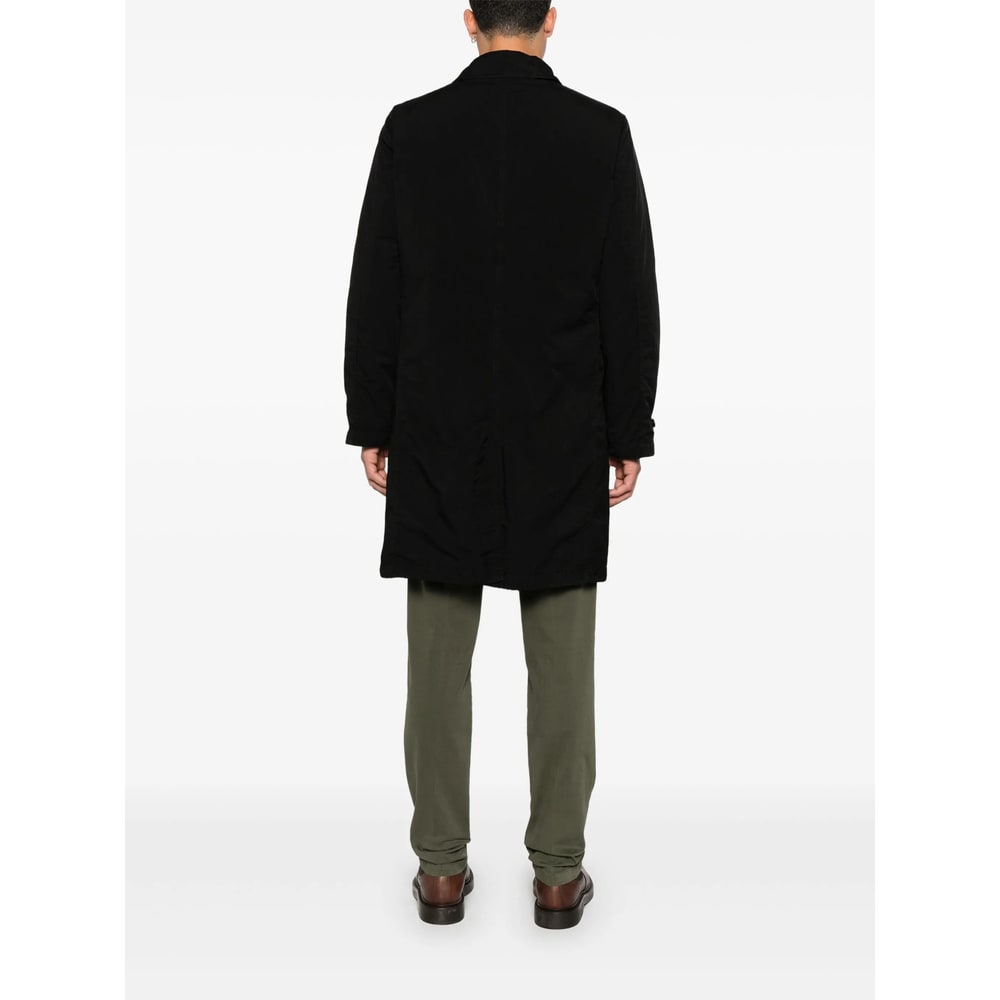 Aspesi Spread-collar Single-breasted Coat In Black