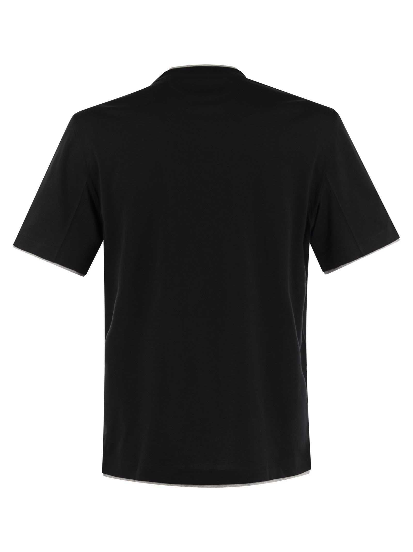 Shop Brunello Cucinelli Slim Fit Crew-neck T-shirt In Lightweight Cotton Jersey In Black