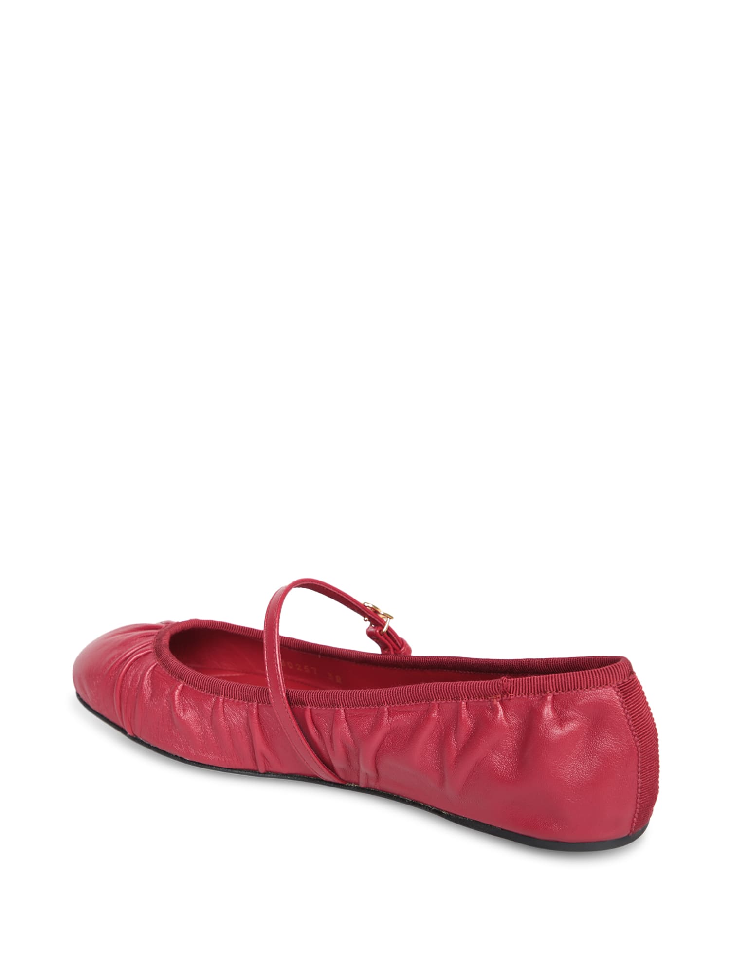 Dolce & Gabbana Nappa Leather Ballet Flats With Logo Buckle In Rosso