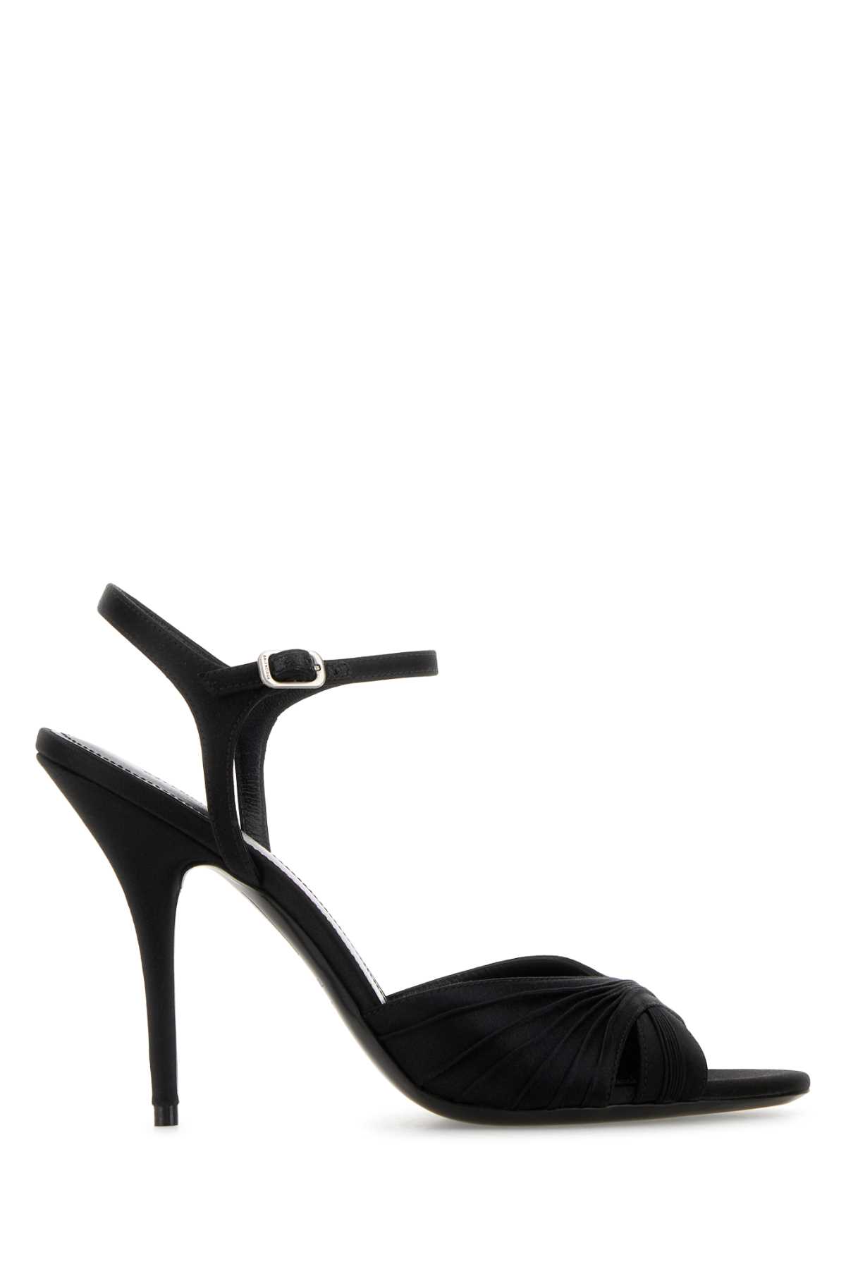 Balenciaga Black Dynastie Satin Sandals In Black