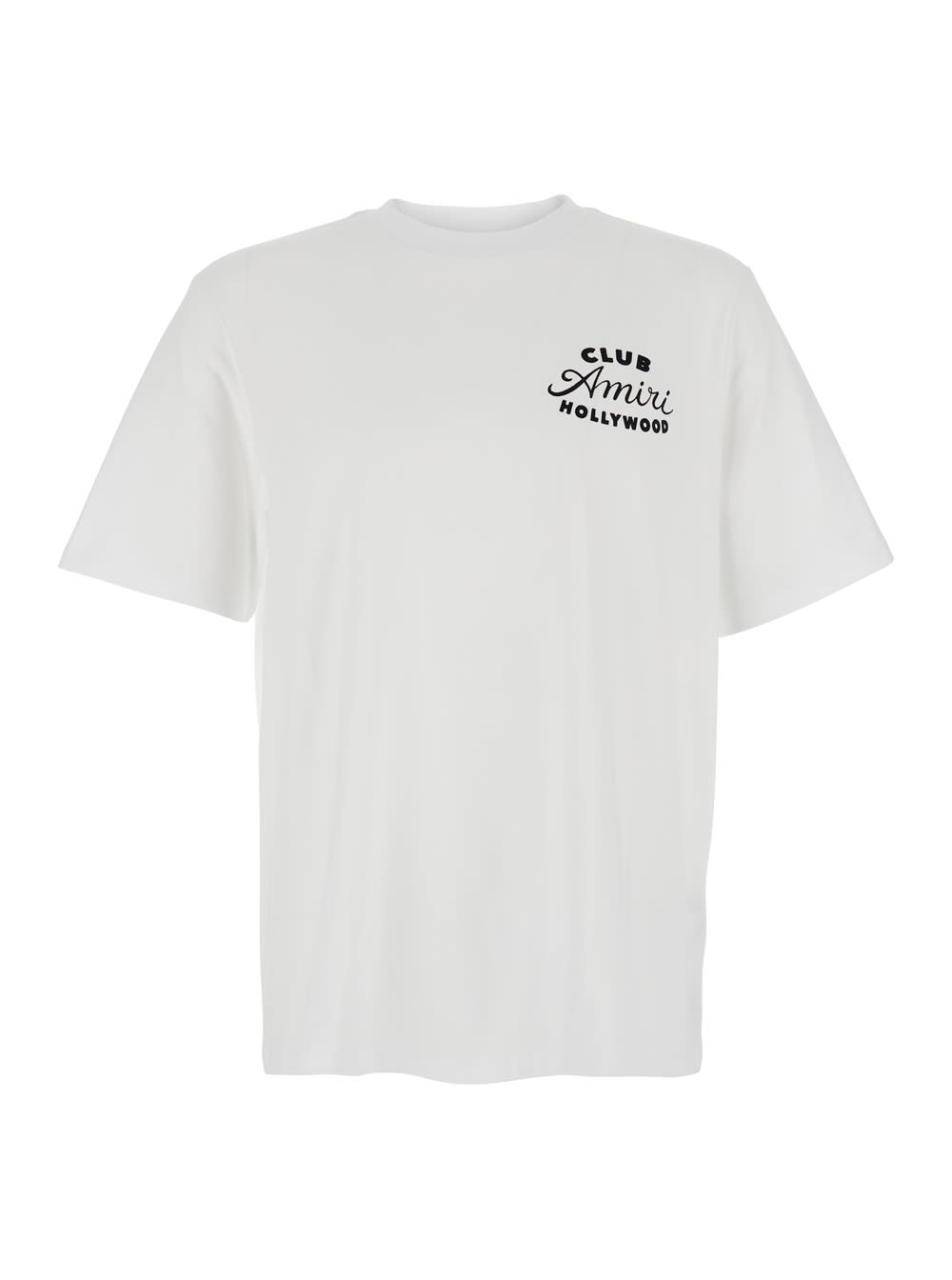 Amiri White Crewneck T-shirt With Logo Lettering On The Front And Maxi Logo Print On The Rear In Cotton Ma In White