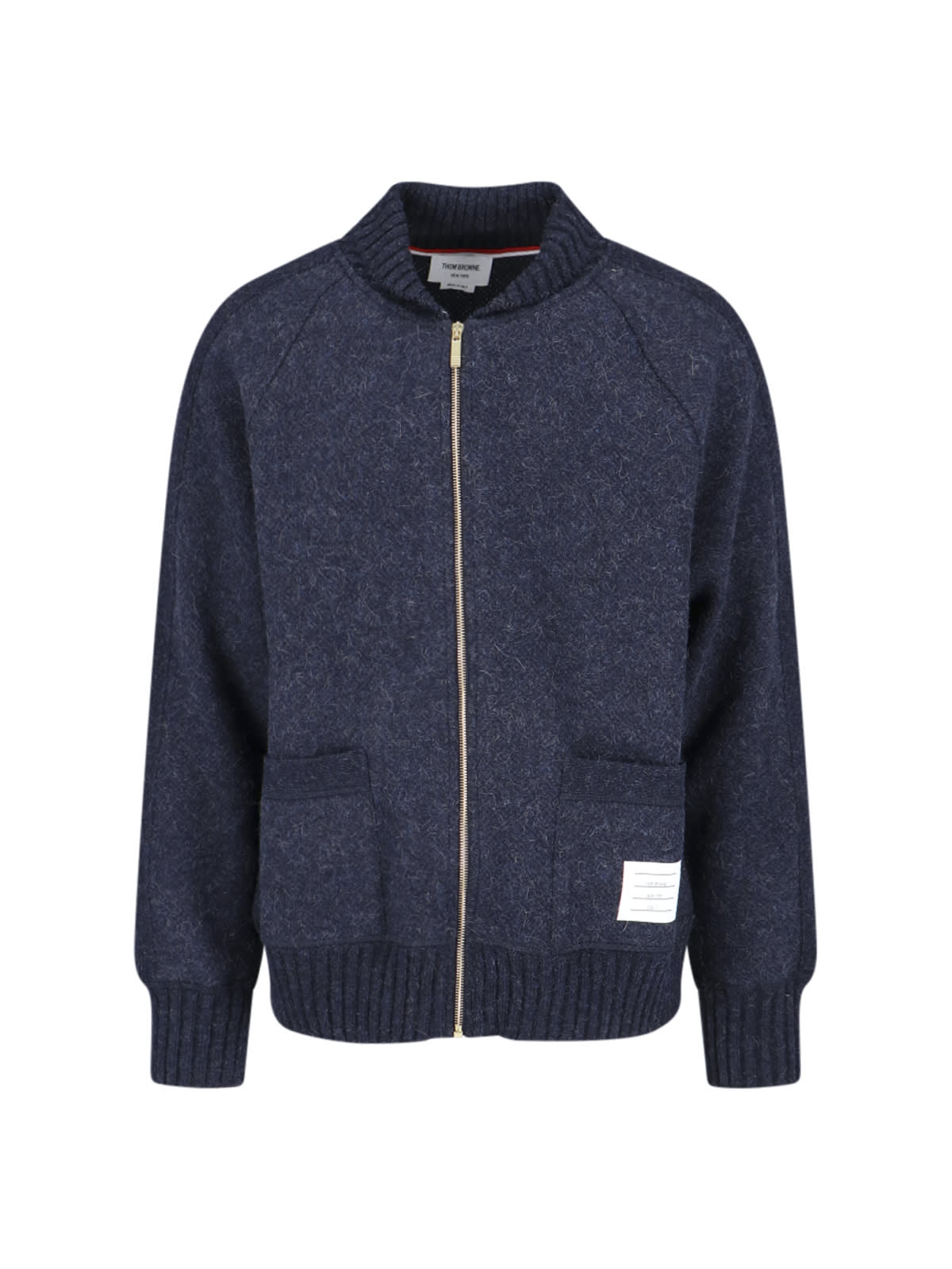 Shop Thom Browne Zip Sweater In Blue
