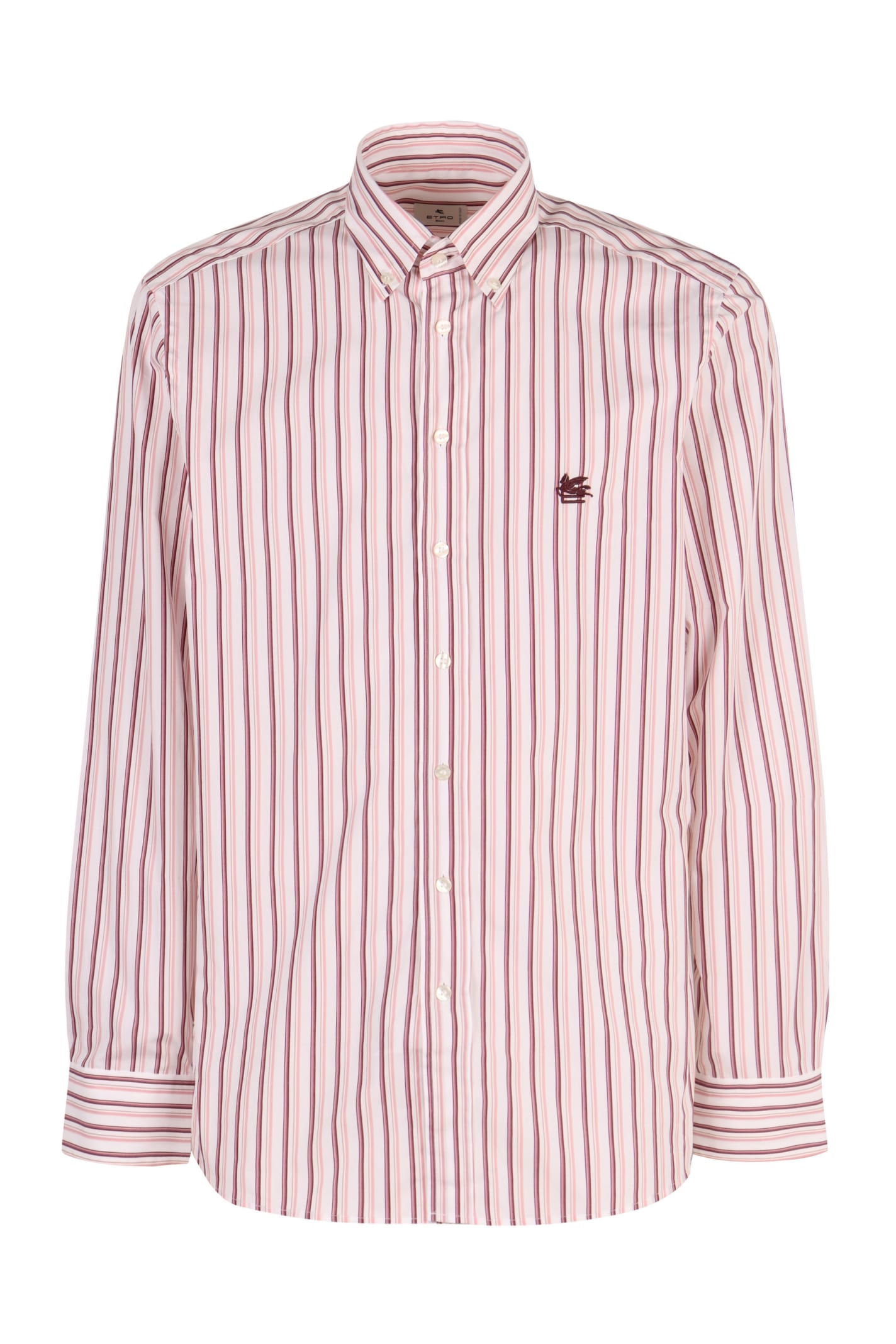 Shop Etro Button-down Collar Cotton Shirt In Pink