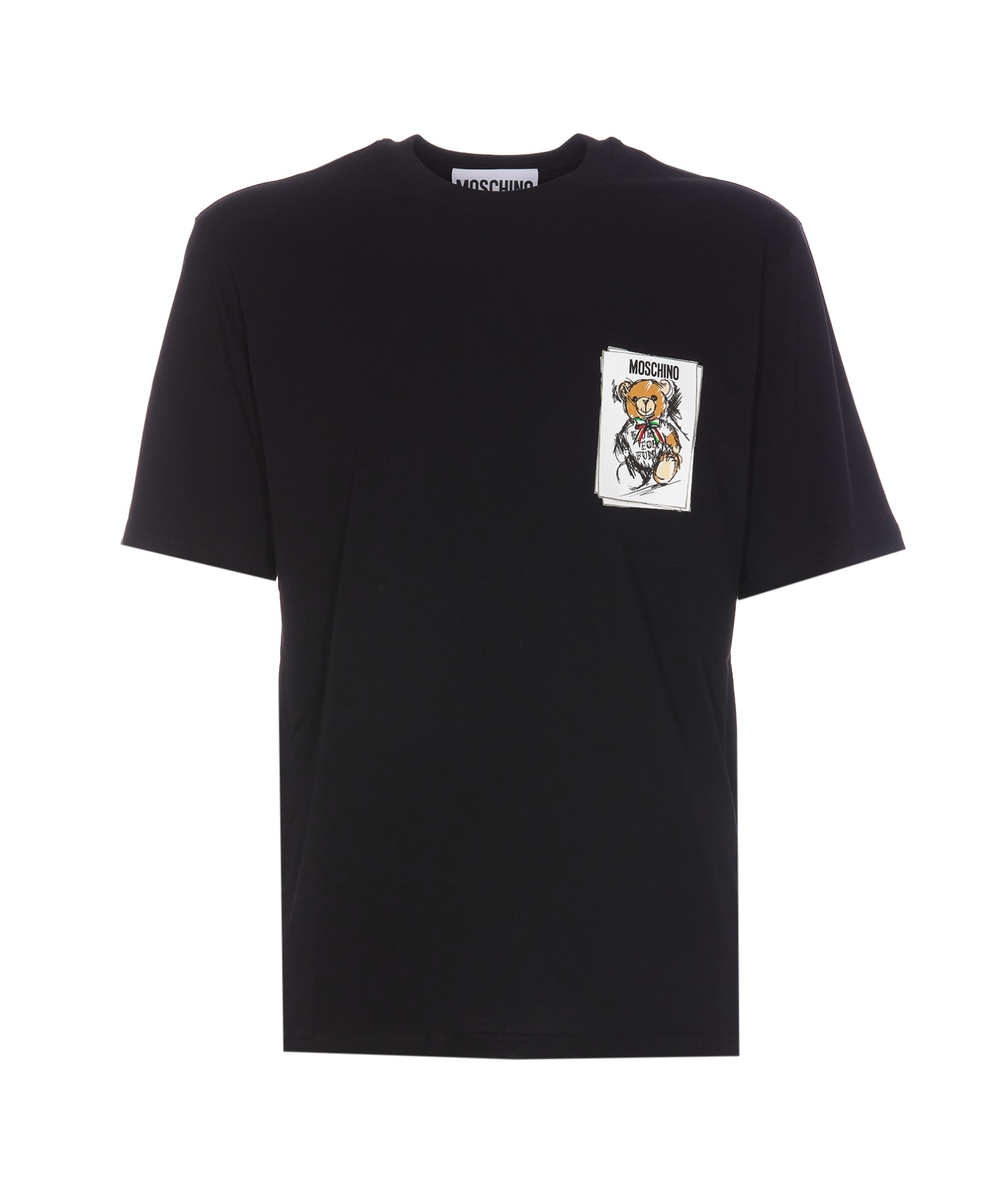 Shop Moschino Drawn Teddy Bear T-shirt In Black