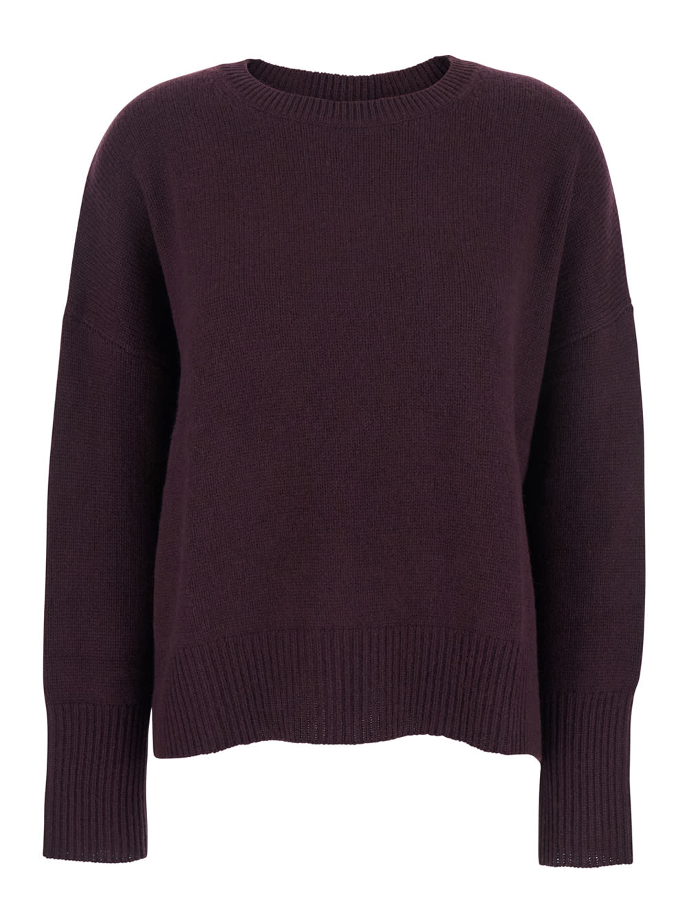 Lisa Yang Mila Bordeaux Sweater With Dropped Shoulders And Ribbed Trims In Cashmere Woman In Brown