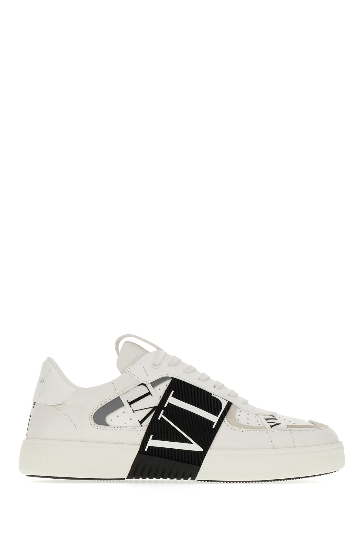 Shop Valentino White Leather Vltn Sneakers In Nero Bianco