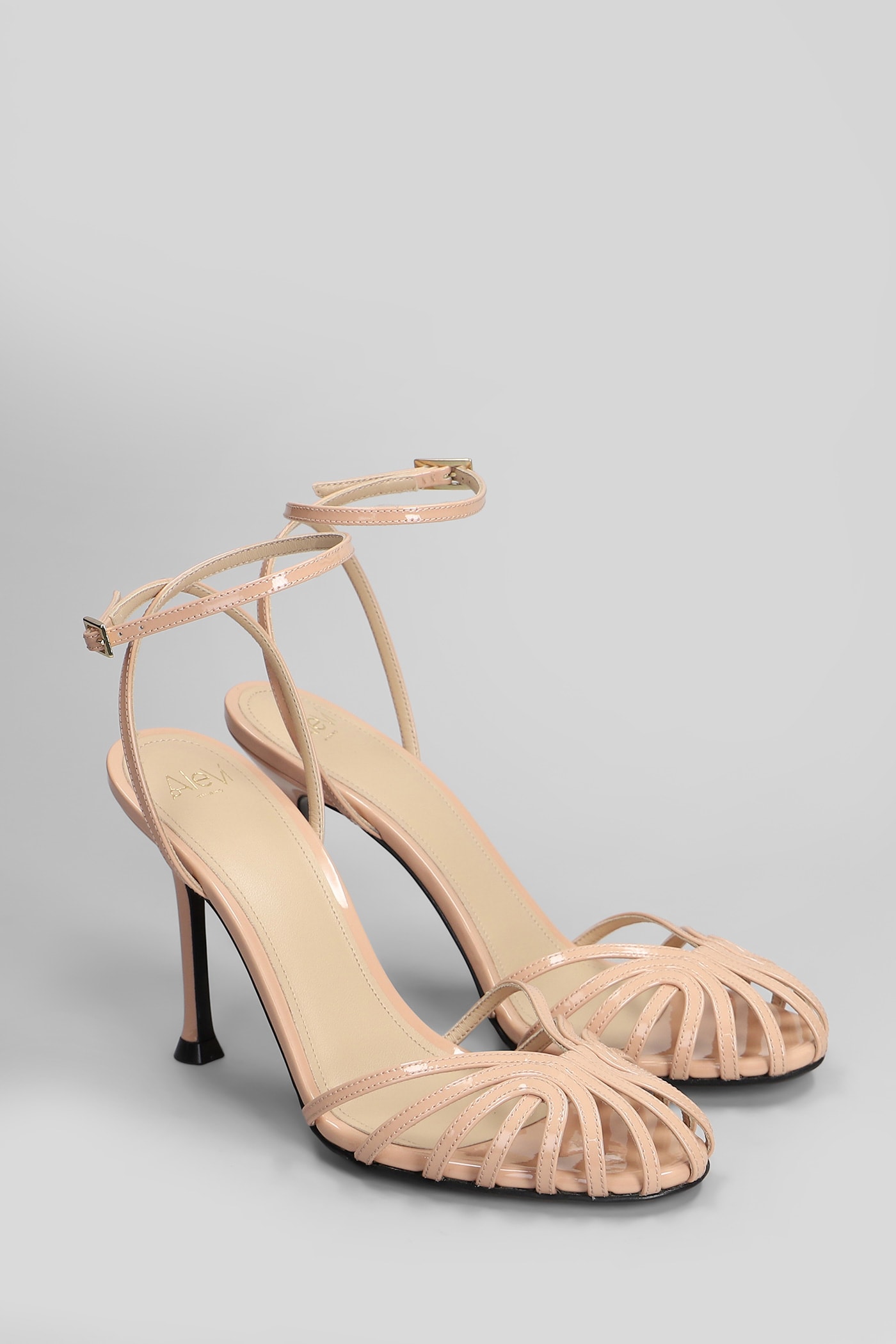 Alevì Stella 110 Sandals In Powder Patent Leather In Powder