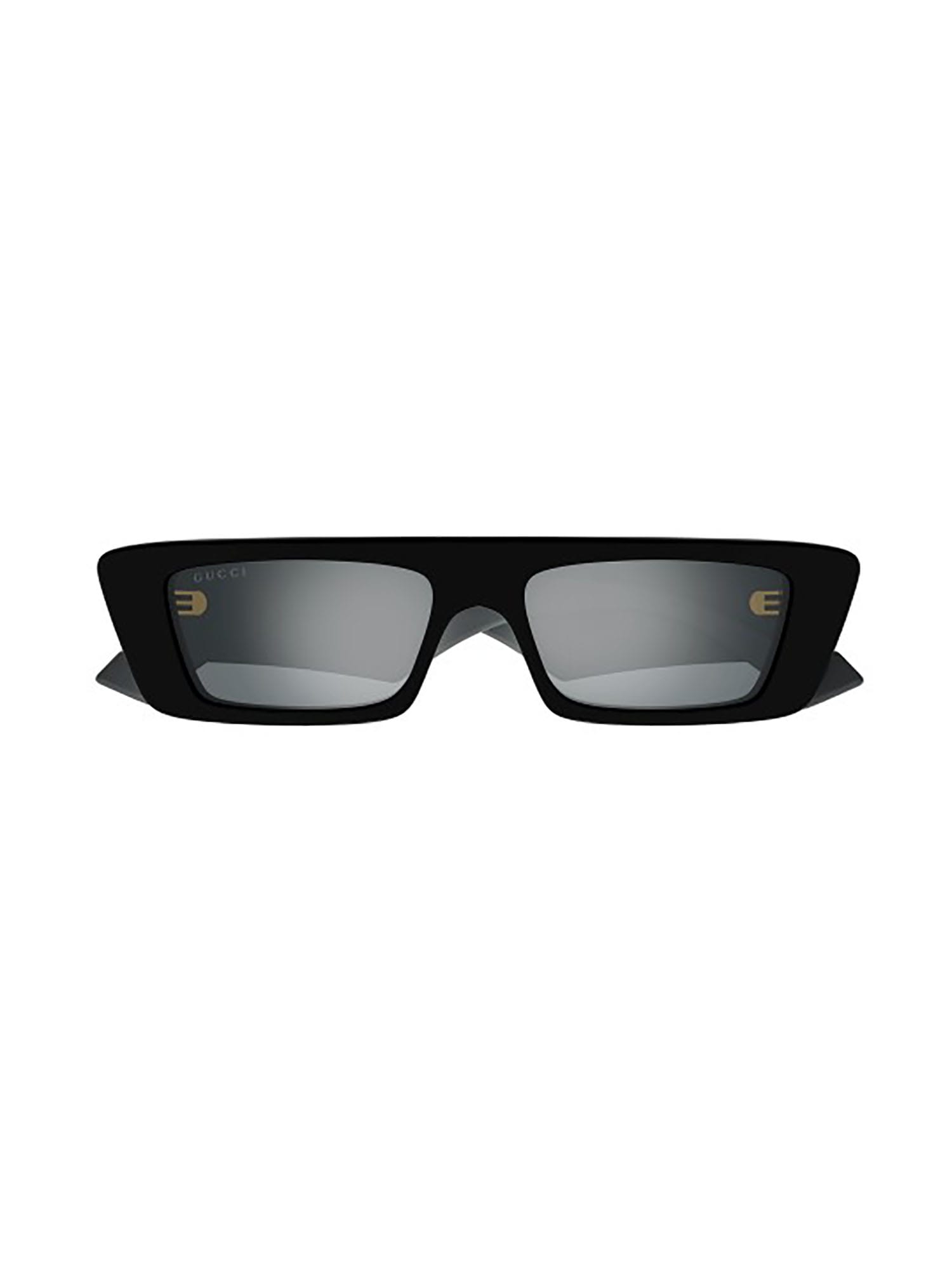 Gucci Black Rectangular-frame Sunglasses In Black