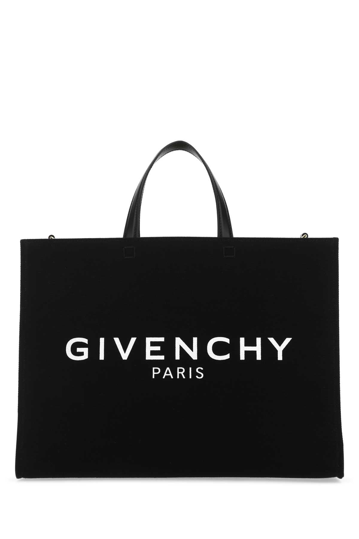 Shop Givenchy Black Canvas Medium G Shopping Bag In 001