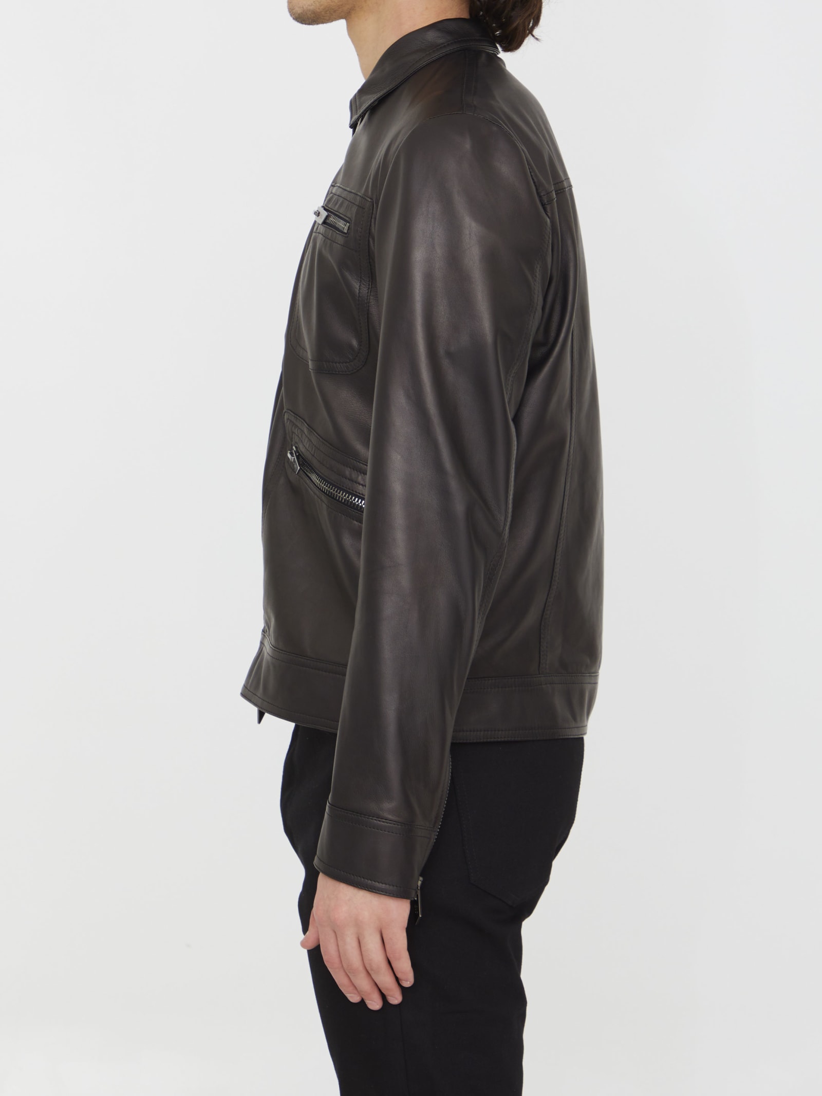 Shop Salvatore Santoro Black Leather Jacket