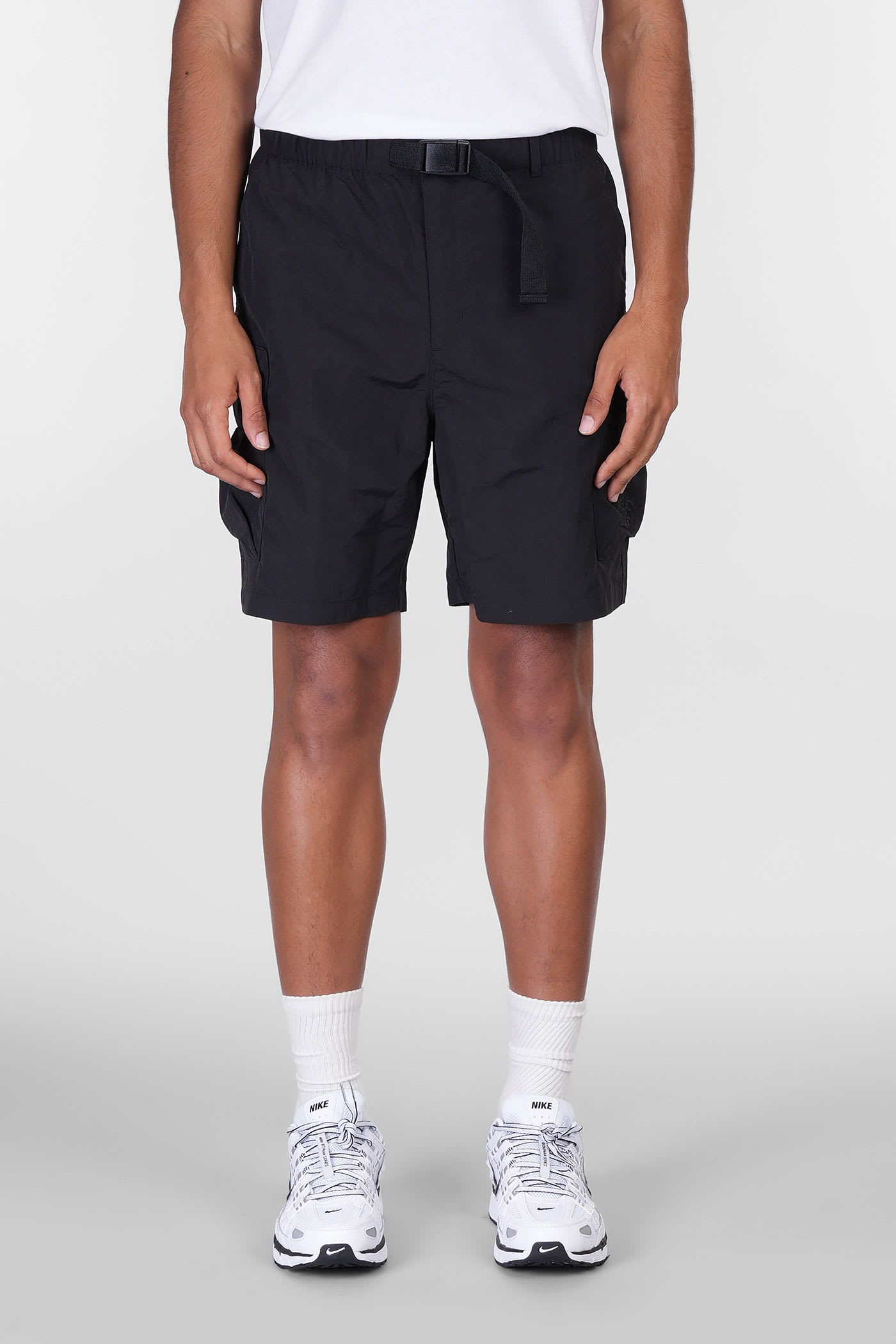Cargo Pocket Short Shorts In Black Nylon