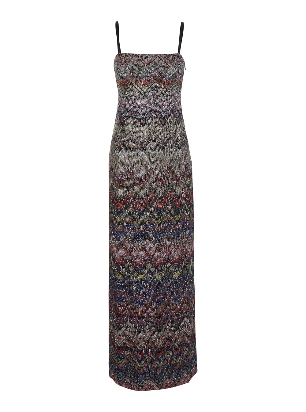 Missoni Multicolor Long Dress With Zigzag Motif In Fabric Woman In Multi