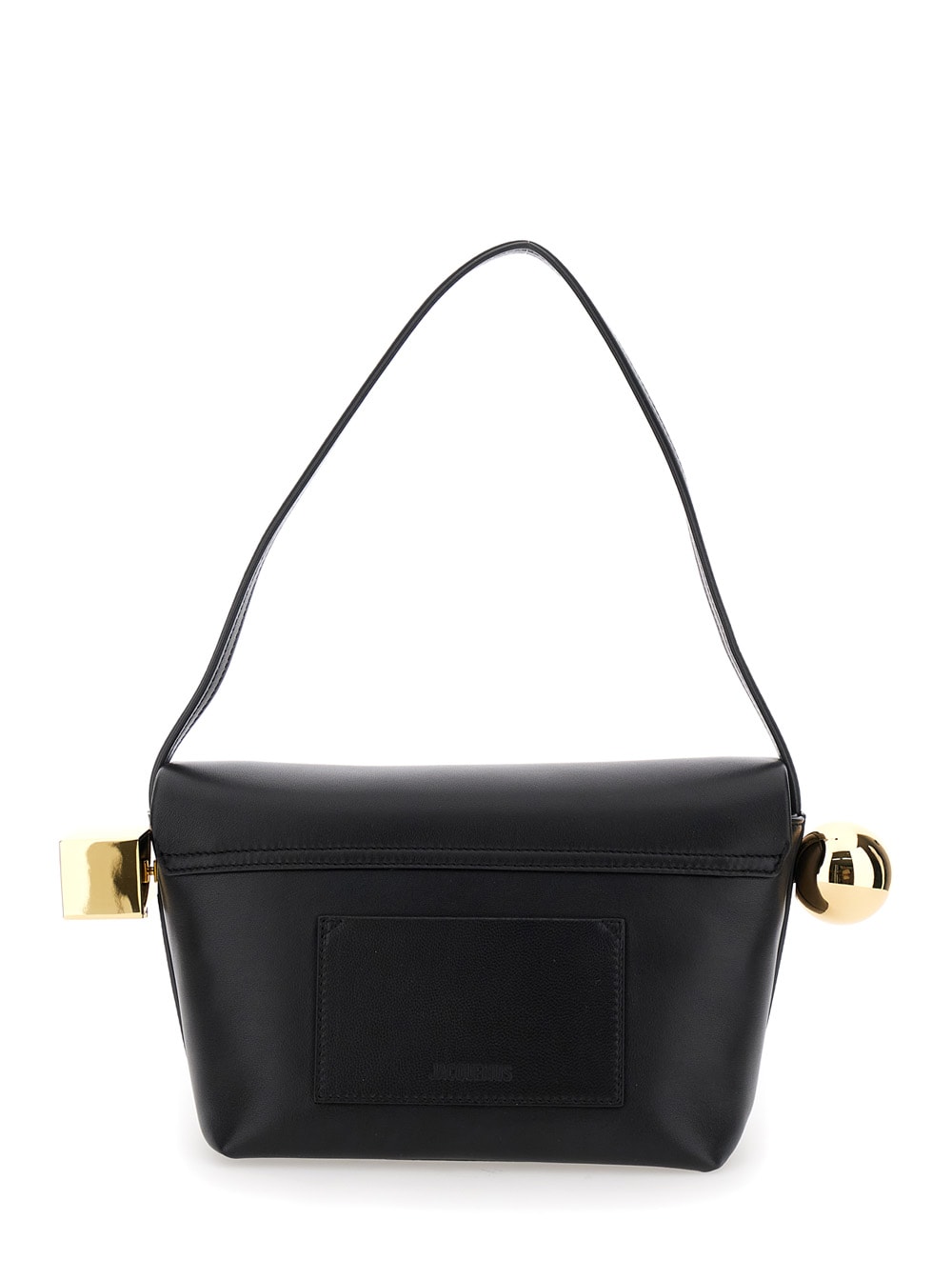 Shop Jacquemus Le Rond Carre Black Shoulder Bag With Shoulder Strap In Leather Woman