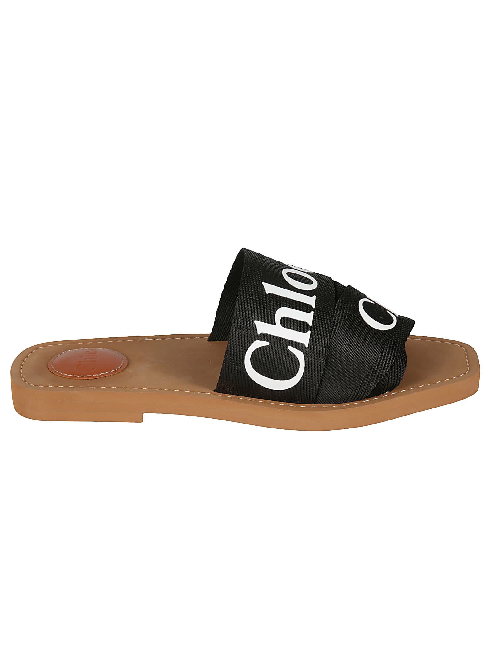 Chloé Logo Slippers In Black