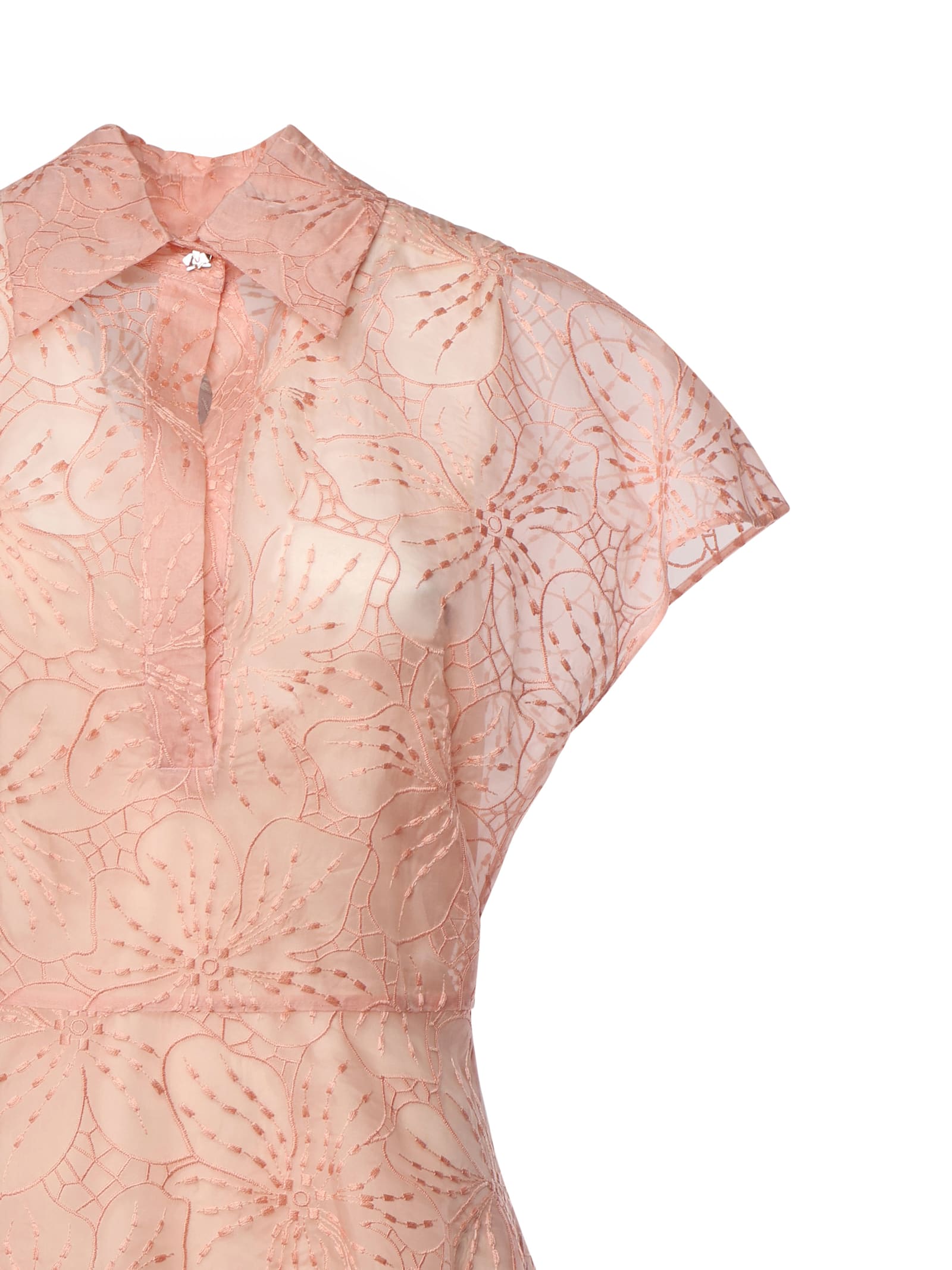 Shop Genny Silk Dress With Orchid Embroidery In Pink