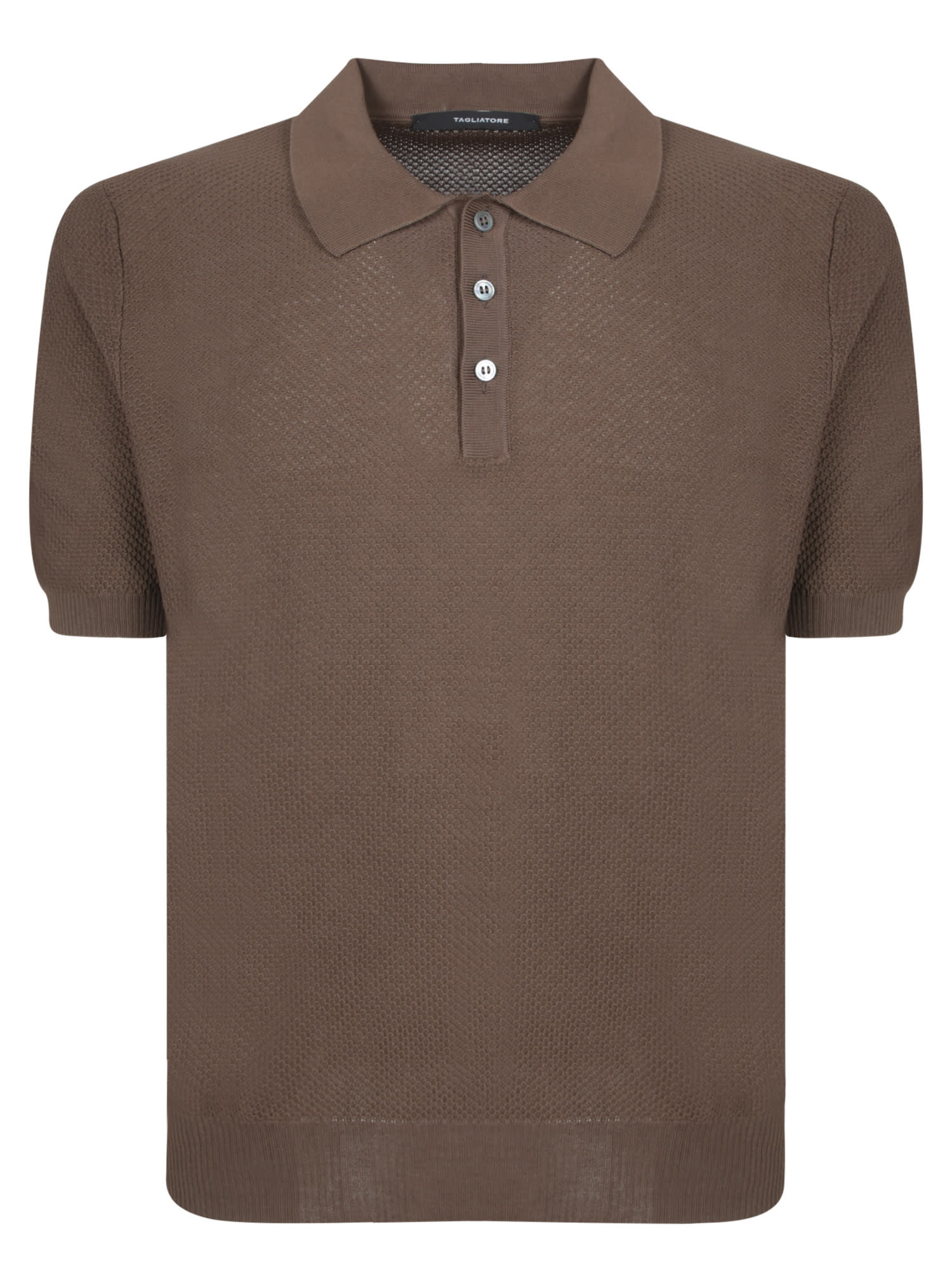 Shop Tagliatore Brown Cotton Polo Shirt