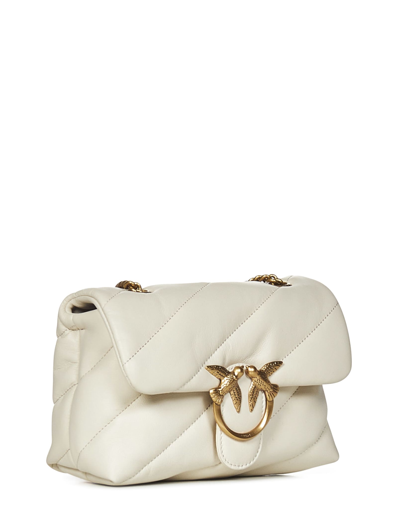 Shop Pinko Mini Love Bag Puff Maxi Quilt Shoulder Bag In White