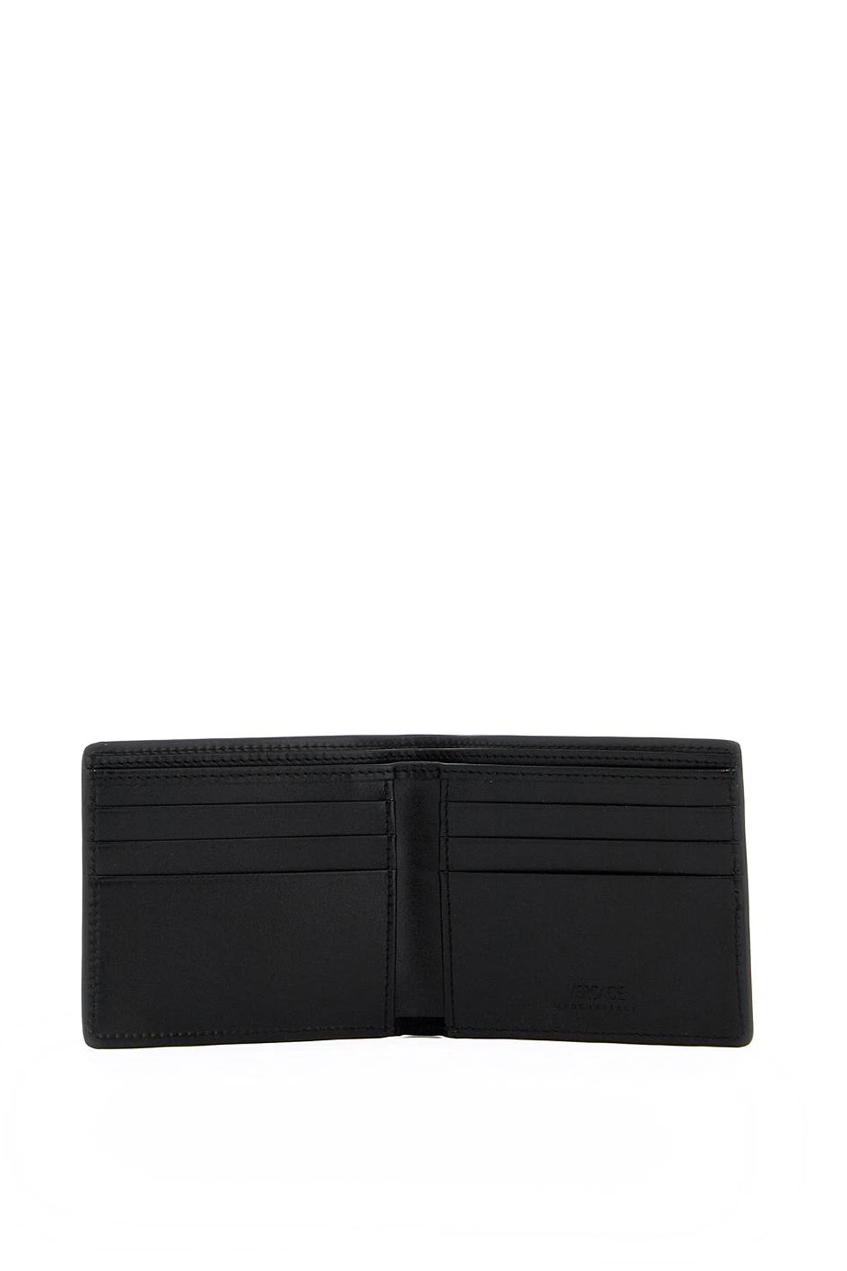 Shop Versace Medusa Biggie Bi-fold Wallet In Black- Gold (black)