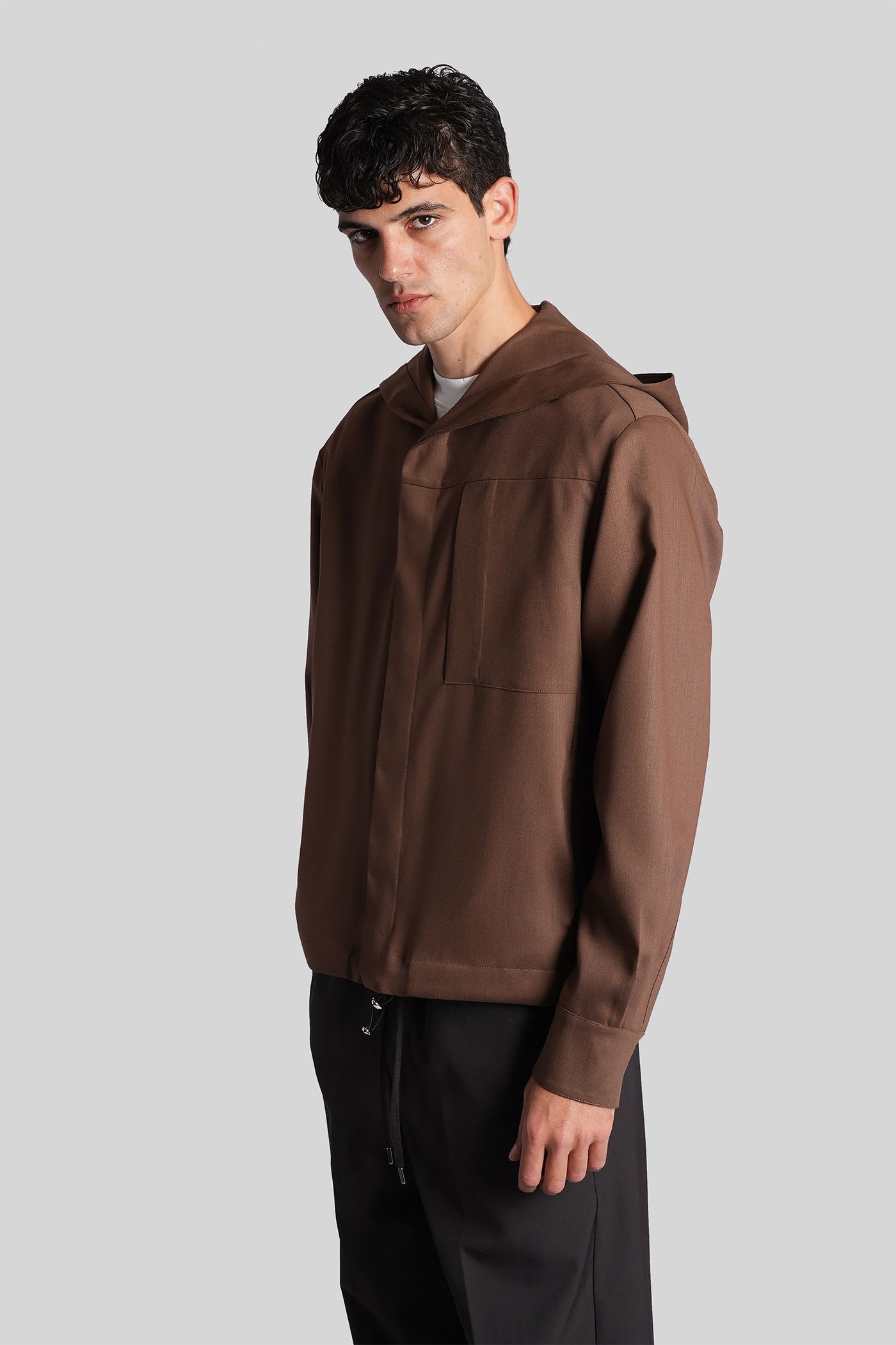 Costumein Hoodie T Casual Jacket In Brown Wool In Brown
