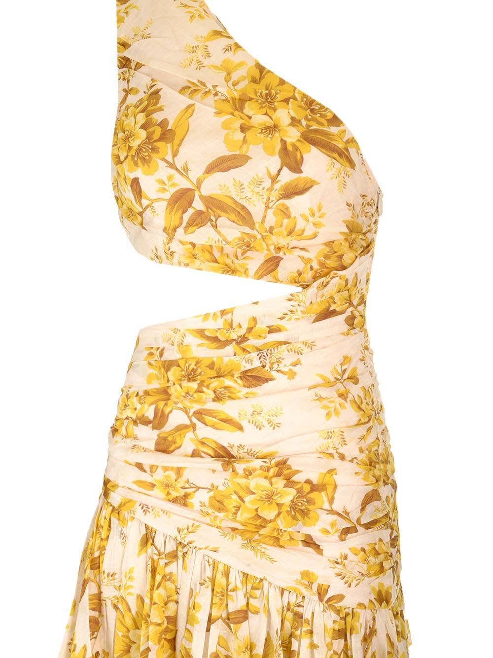 Shop Zimmermann Golden Asymmetric Dress In Yellow