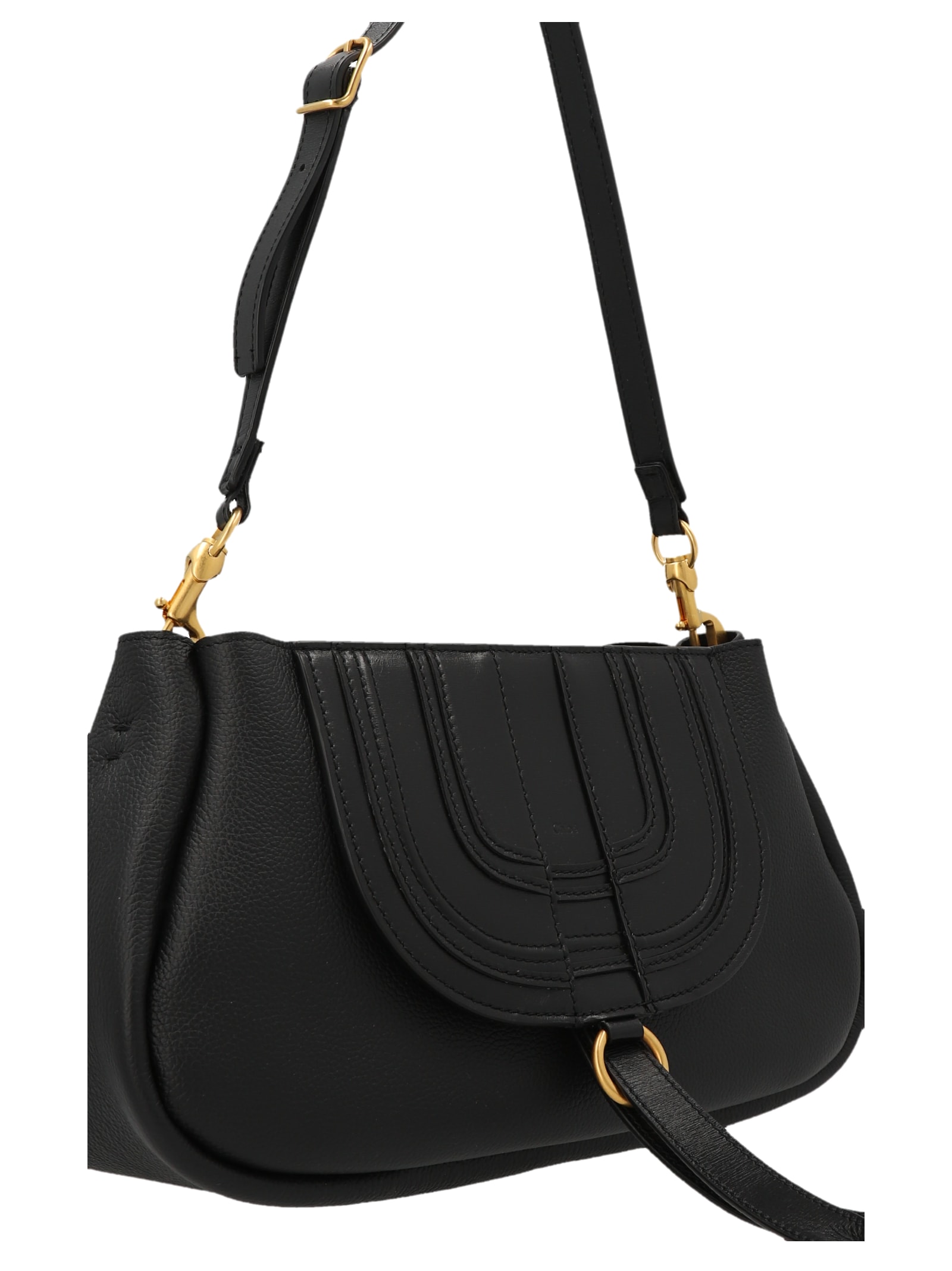 Shop Chloé Marcie Shoulder Bag In Black