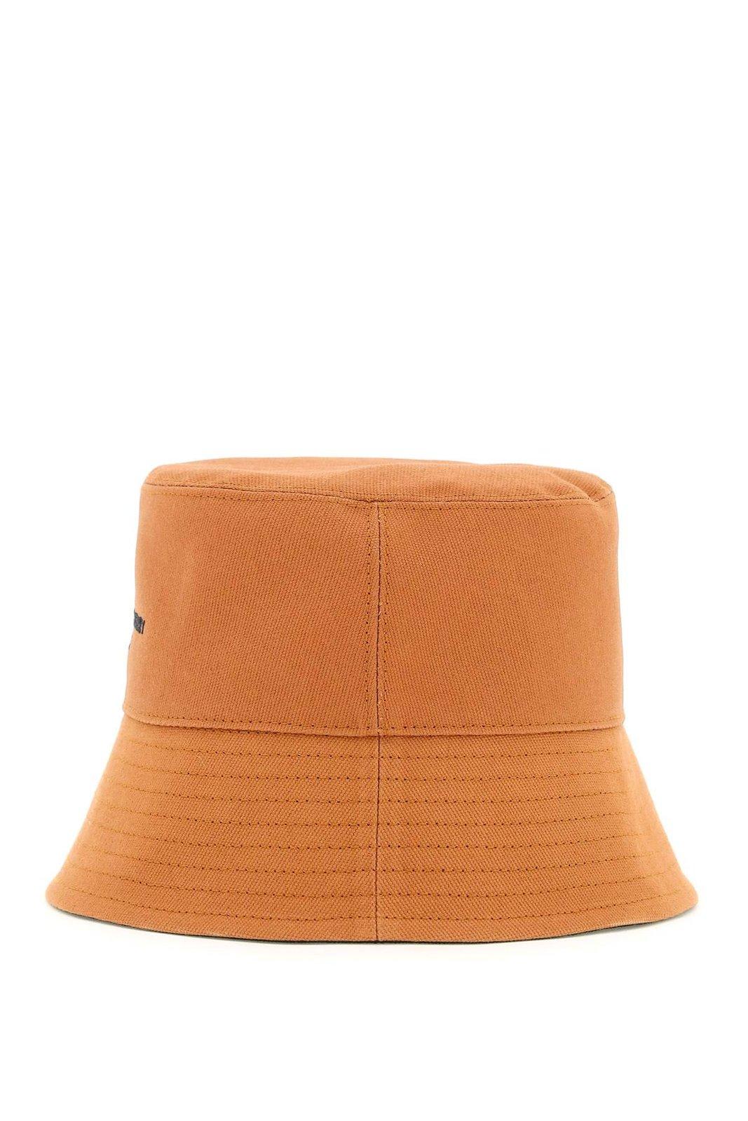 Shop Stella Mccartney Logo Embroidered Wide Brim Bucket Hat In Brown