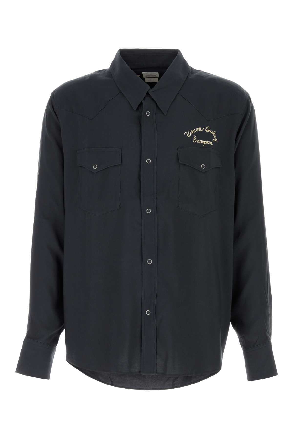 Visvim Rayon Shirt With Chest Pockets And Embroidery In Blue