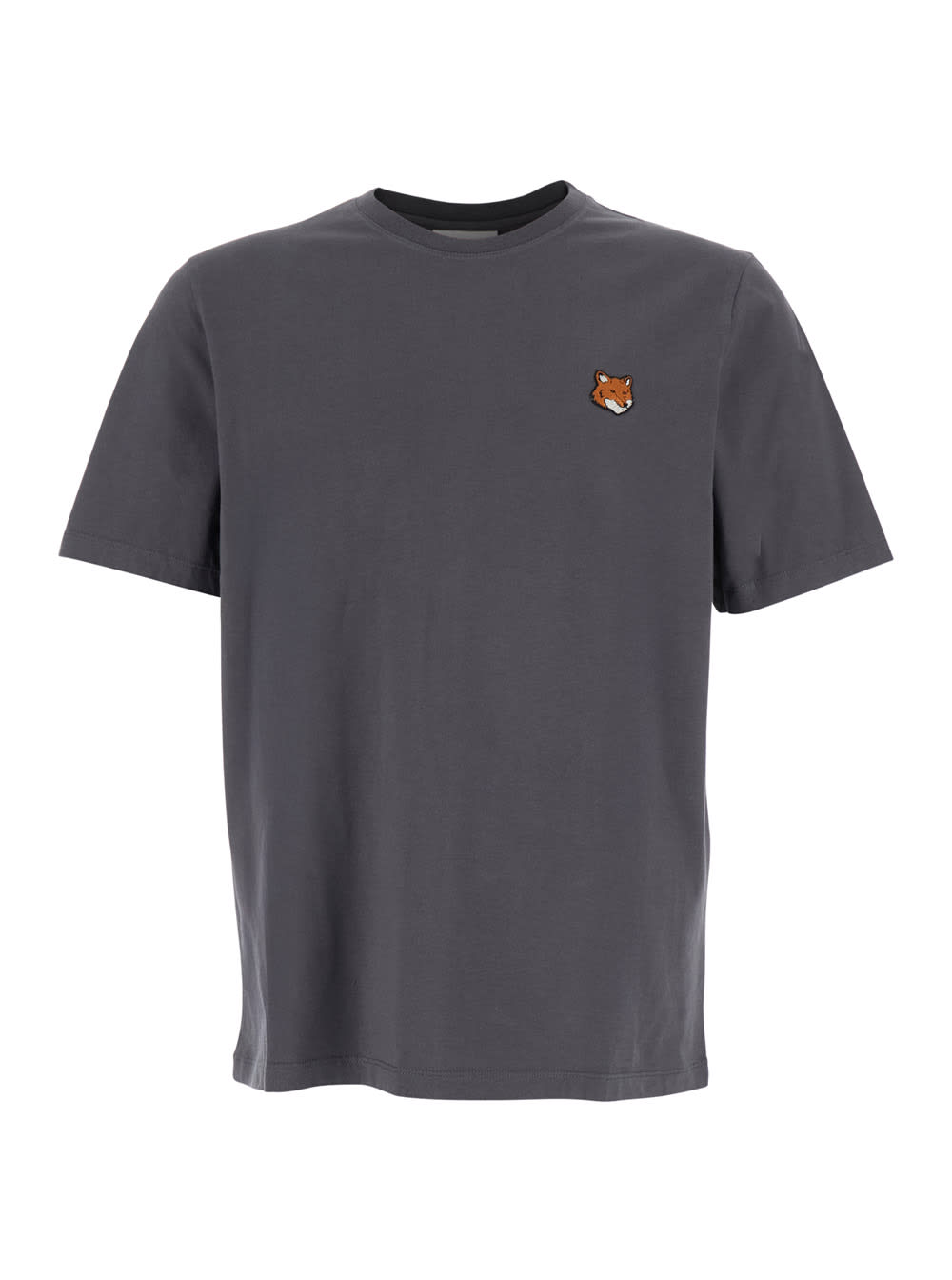 Maison Kitsuné Fox Head Regular Fit Cotton T-shirt In Gray