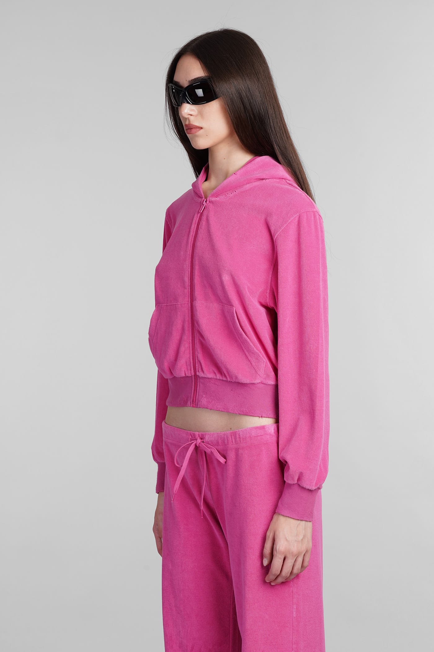 Shop Balenciaga Sweatshirt In Fuxia Cotton