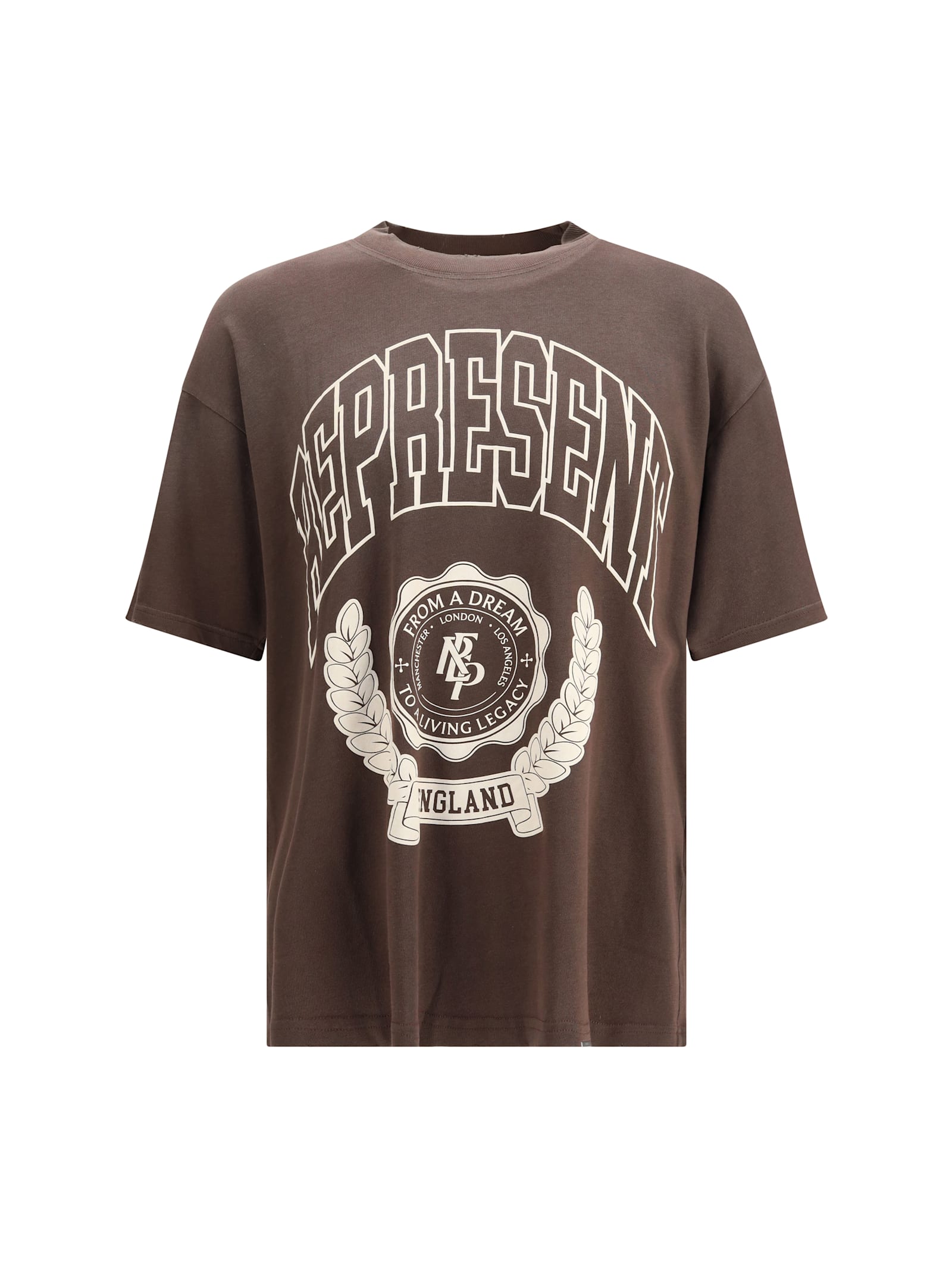 Represent Legacy Crest Cotton T-shirt With Distressed Effect In Brown