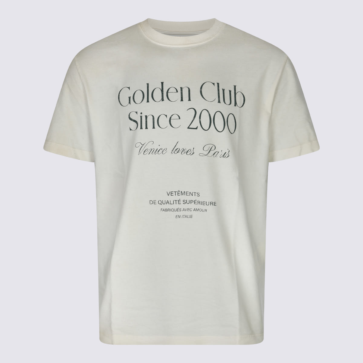 Shop Golden Goose Cream Cotton T-shirt In White