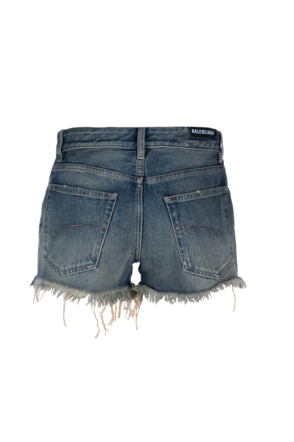 Shop Balenciaga Shorts In Blue Rust