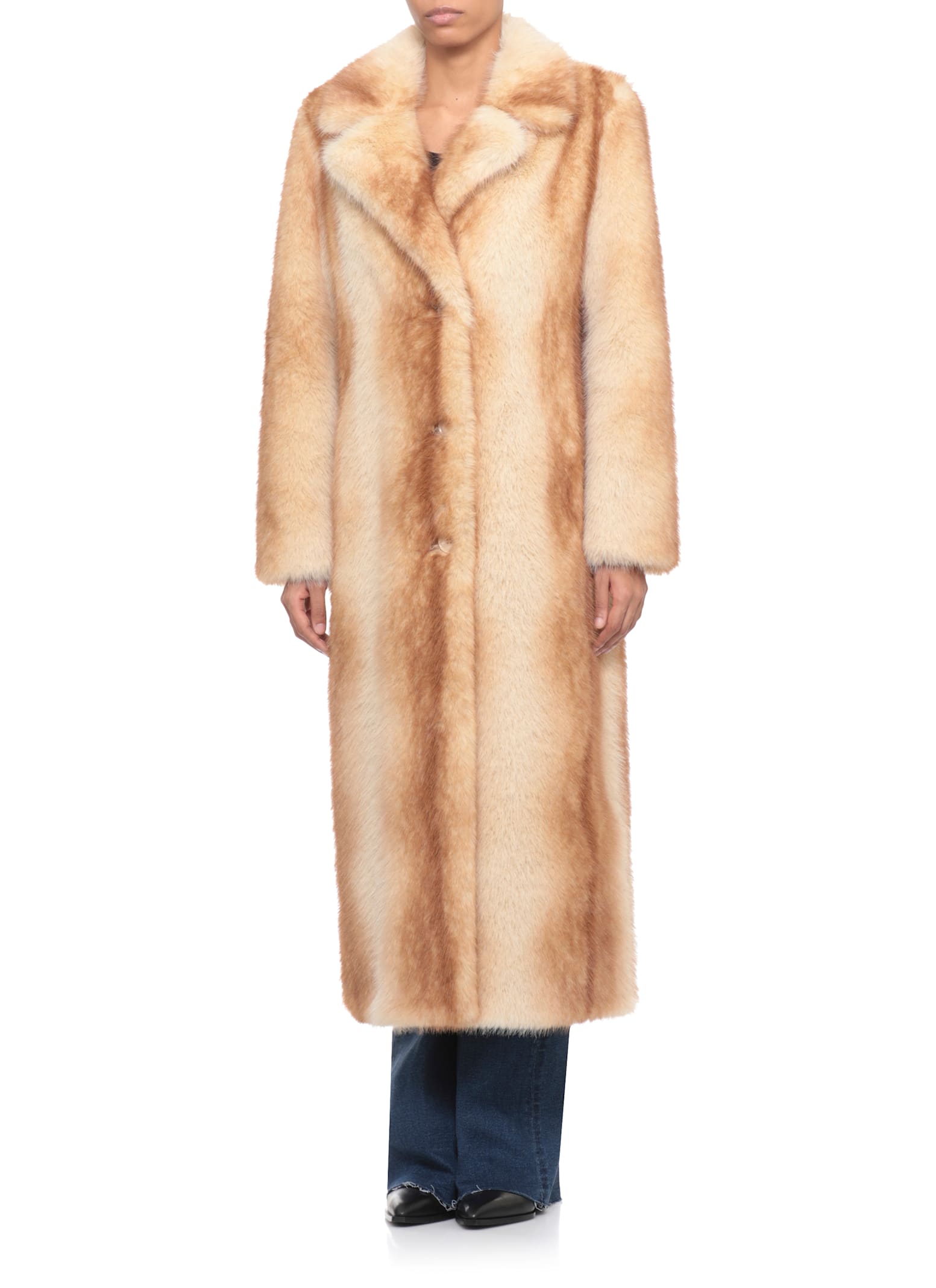 Stand Studio Straight Silhouette Electric Red Synthetic Fur Coat In Neutral