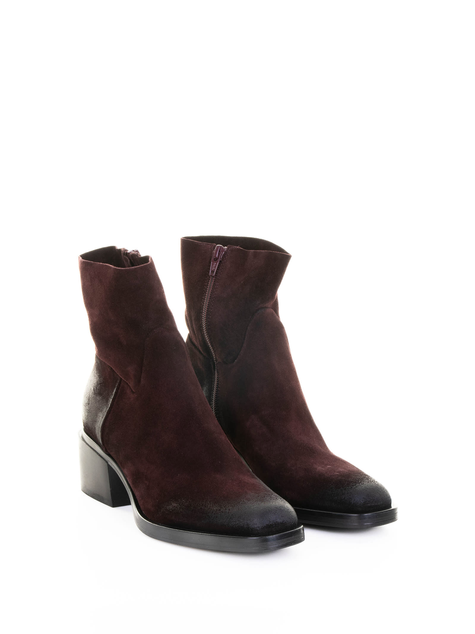 Elena Iachi Suede Ankle Boot With Rubber Sole In Brown