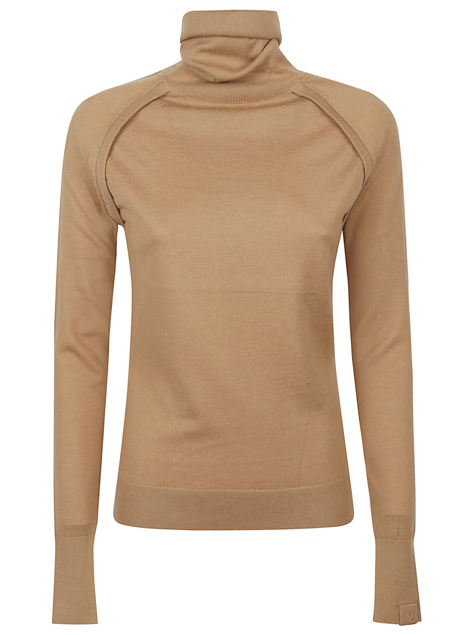Victoria Beckham Wool Turtleneck Sweater In Brown