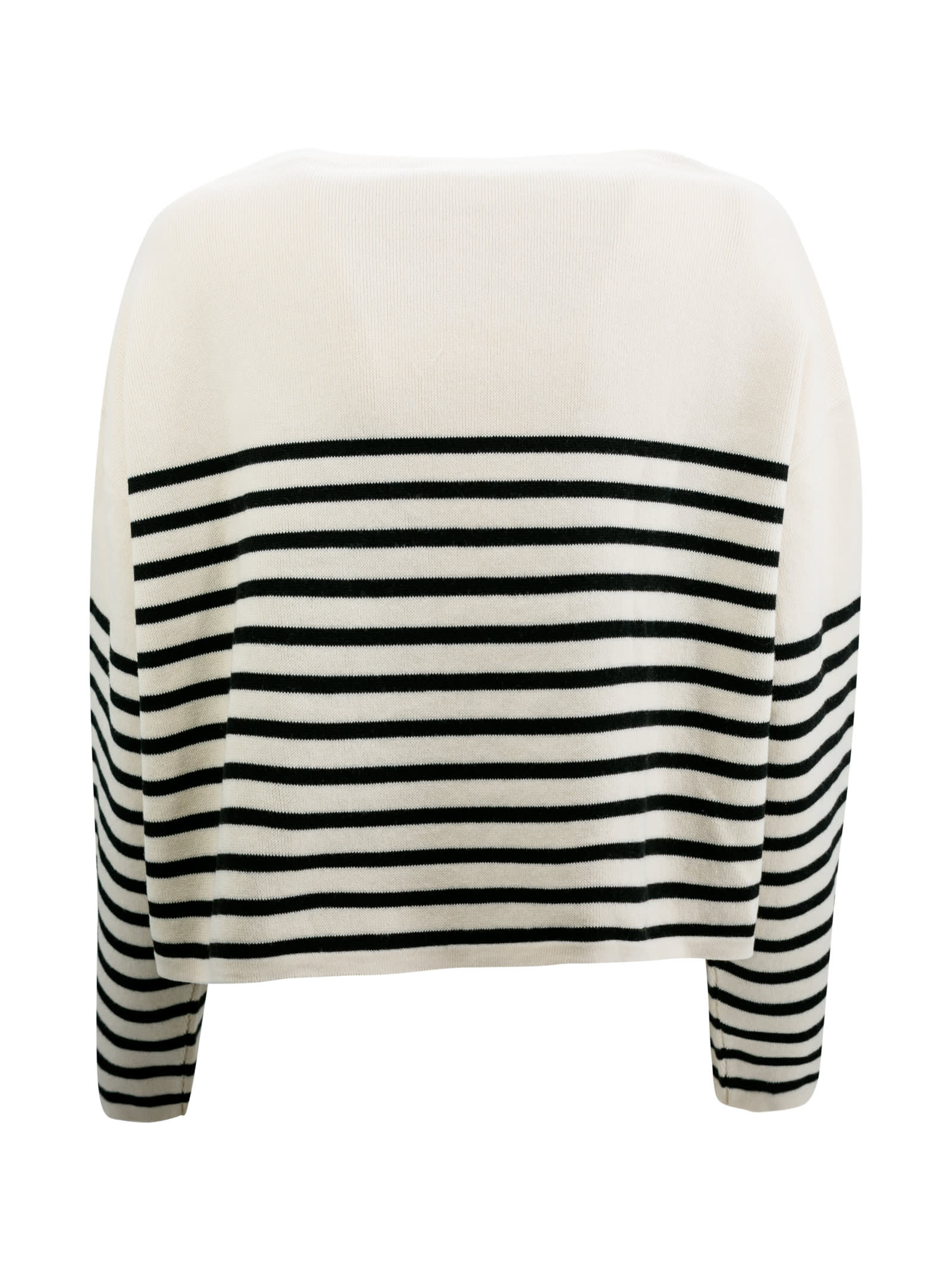 Shop Philosophy Di Lorenzo Serafini Striped Sweater With Button Insert In Ivory
