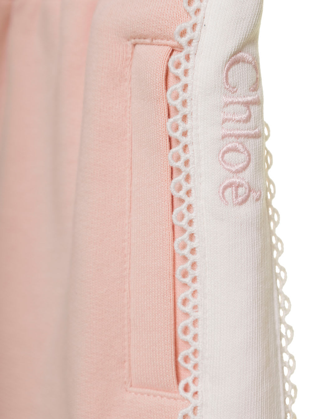 Shop Chloé Light Pink Shorts With Logo Band In Cotton Girl