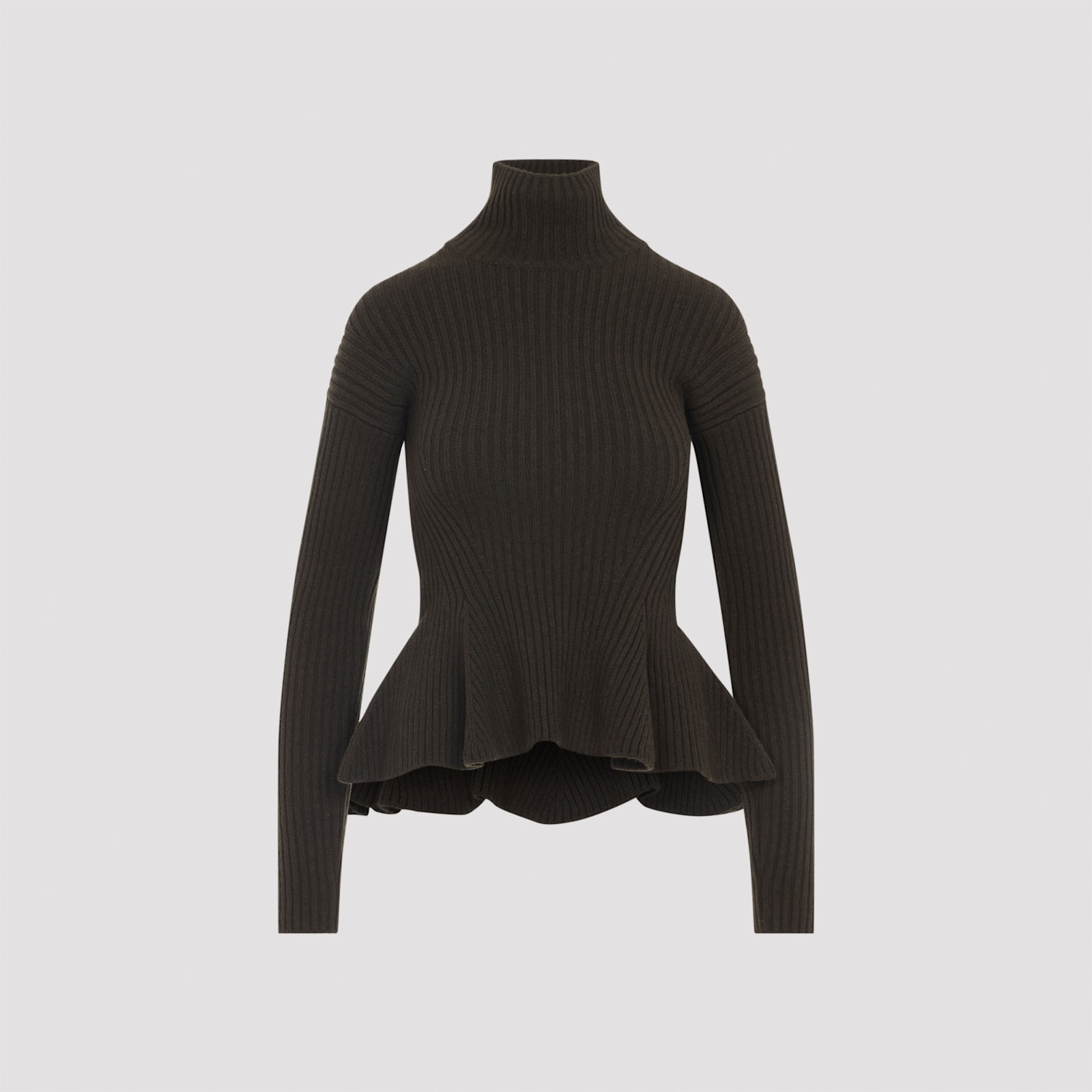 Max Mara Ribbed Wool Cashmere Turtleneck Sweater In Animal Print