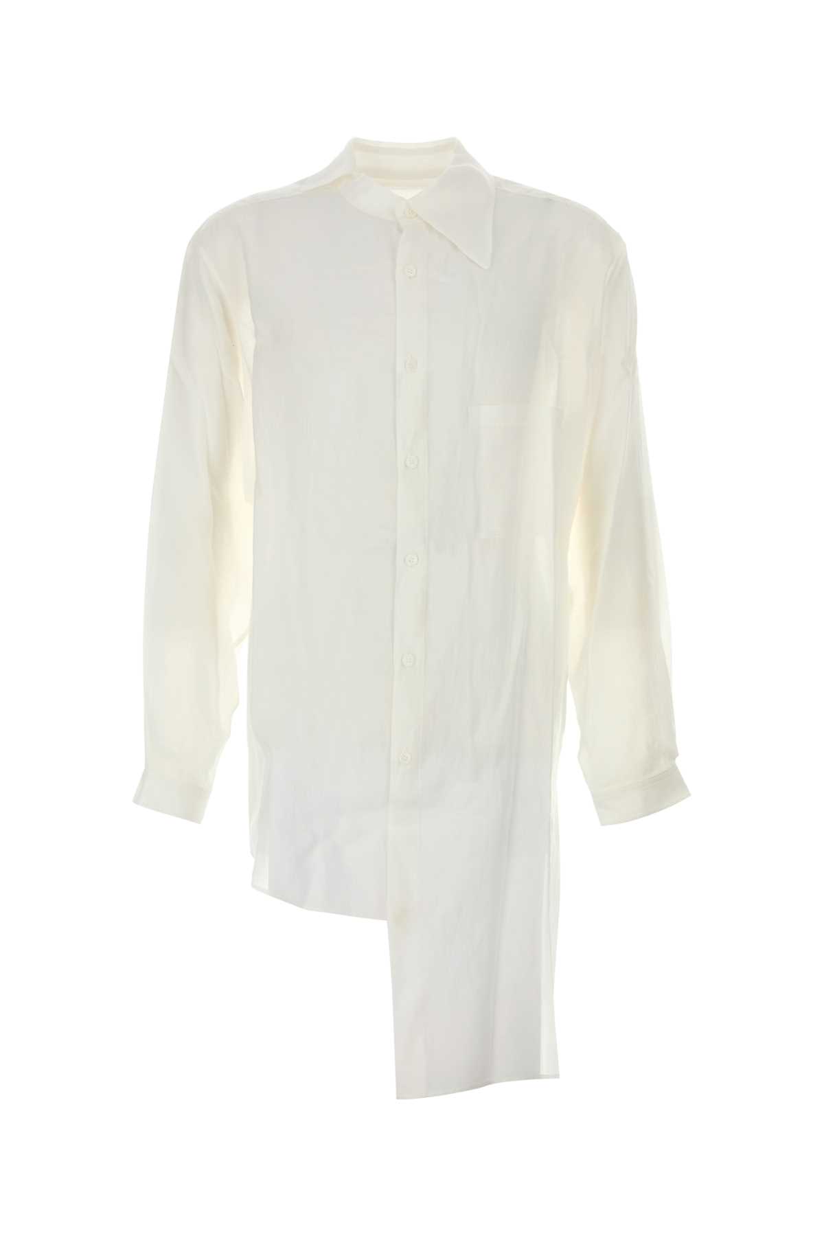 Shop Yohji Yamamoto White Cellulose Oversize Shirt